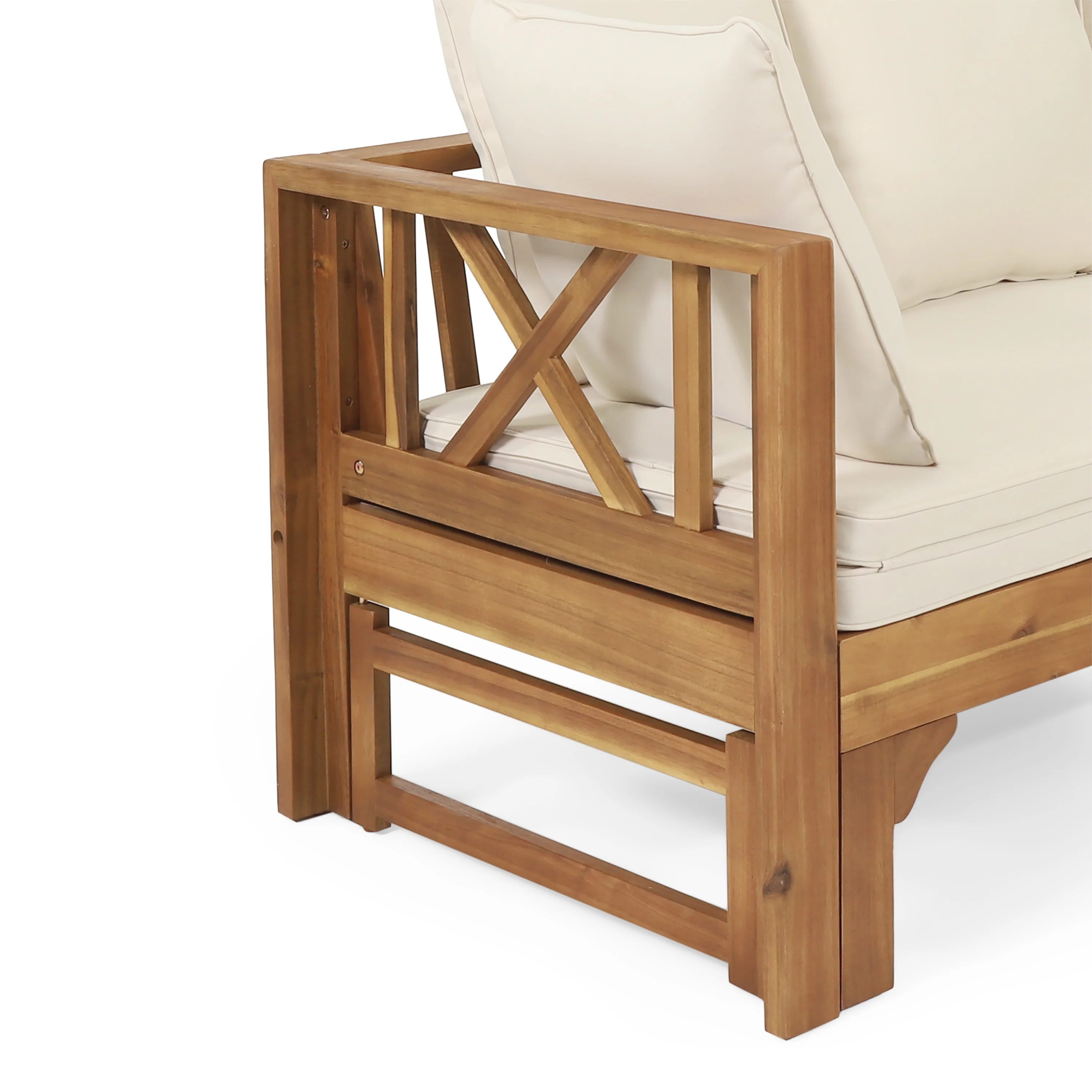 Camille Outdoor Extendable Acacia Wood Daybed Sofa - furnishings
