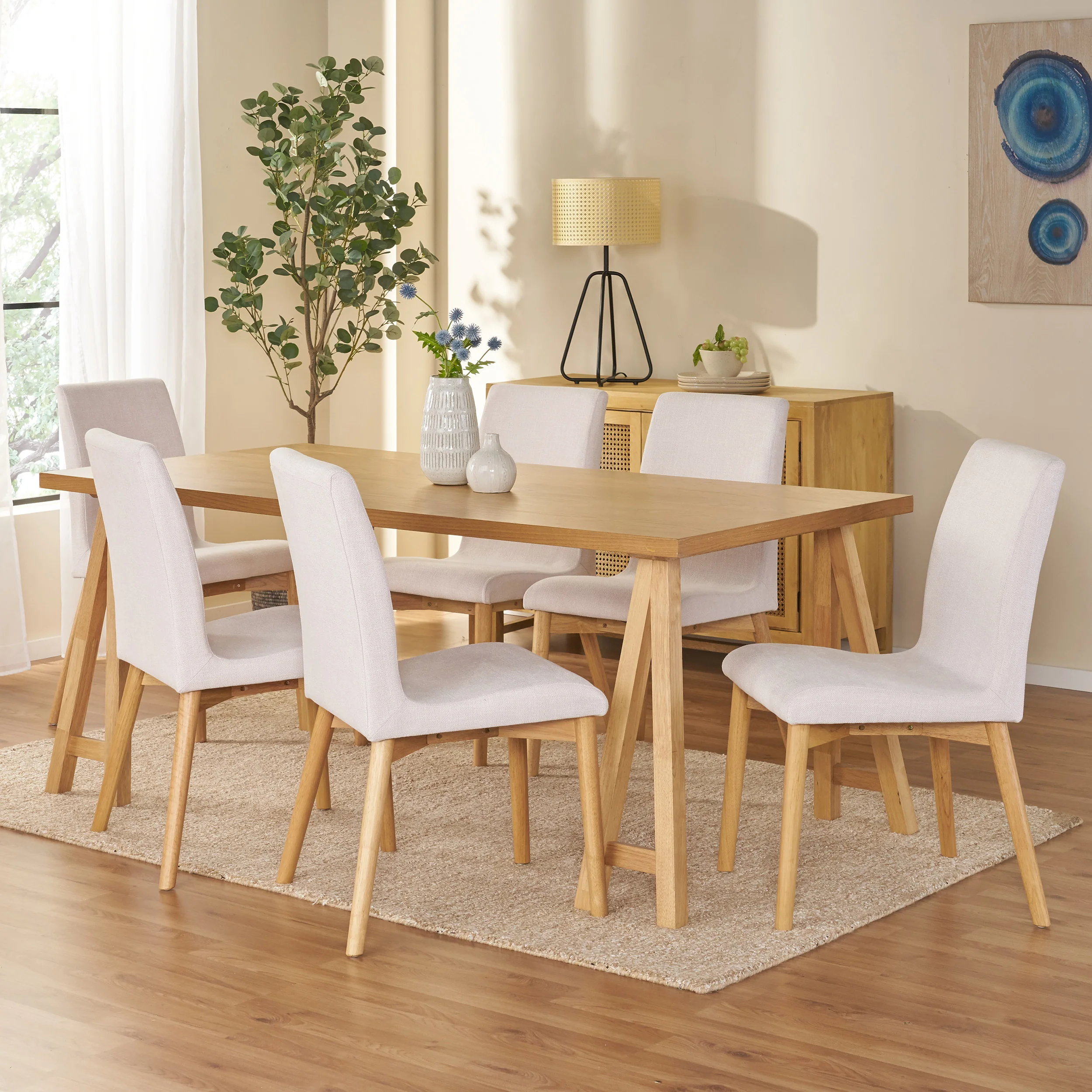 Thanvi Mid-Century Modern 7 Piece Dining Set - furnishings