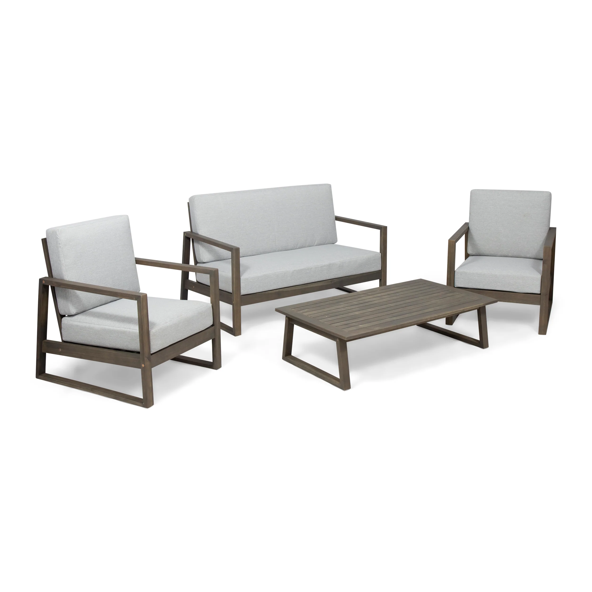 Marlee Outdoor Acacia Wood 4 Seater Chat Set with Coffee Table - furnishings