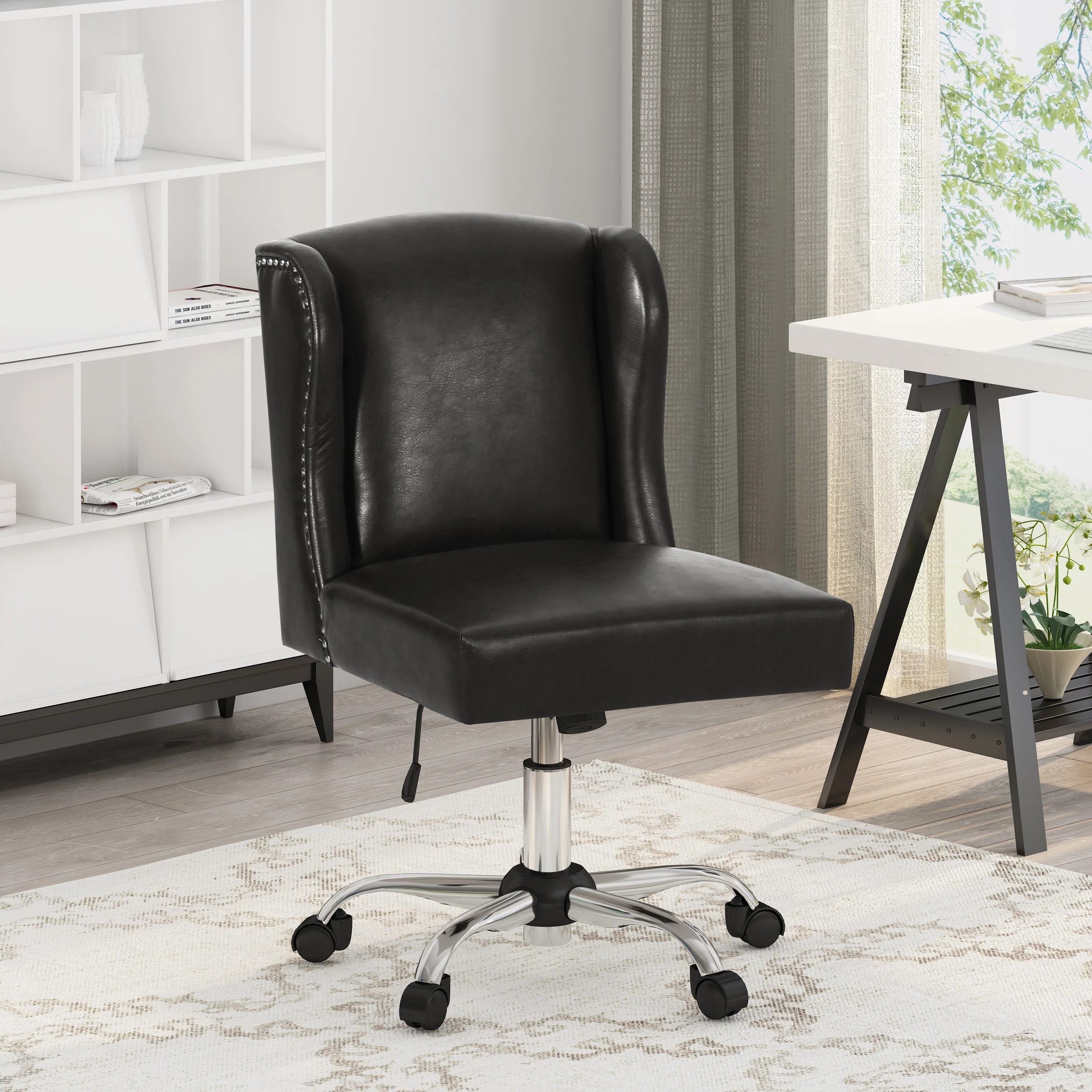 Ryilee Contemporary Wingback Swivel Office Chair - furnishings
