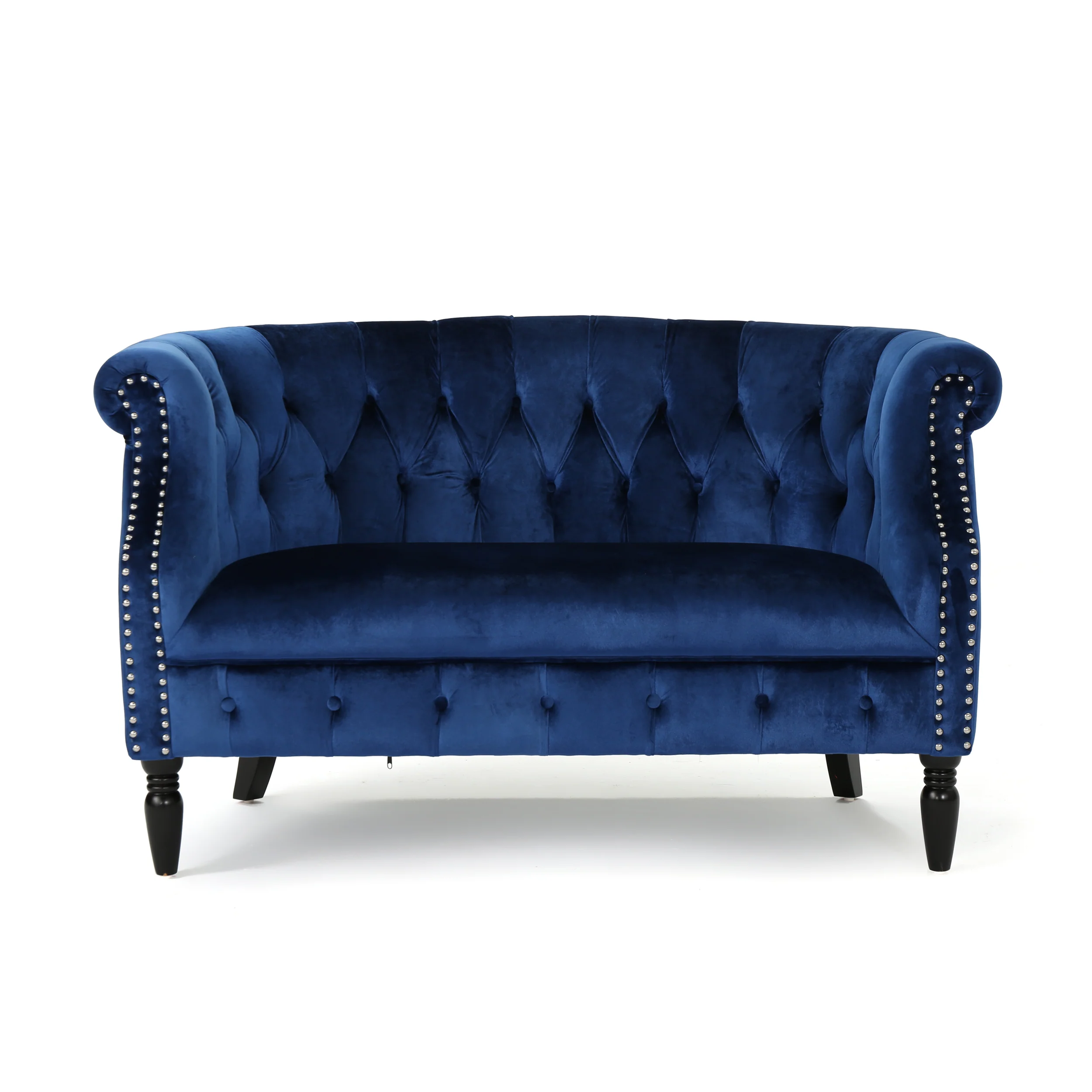Melaina Tufted Scroll Arm New Velvet Loveseat - furnishings