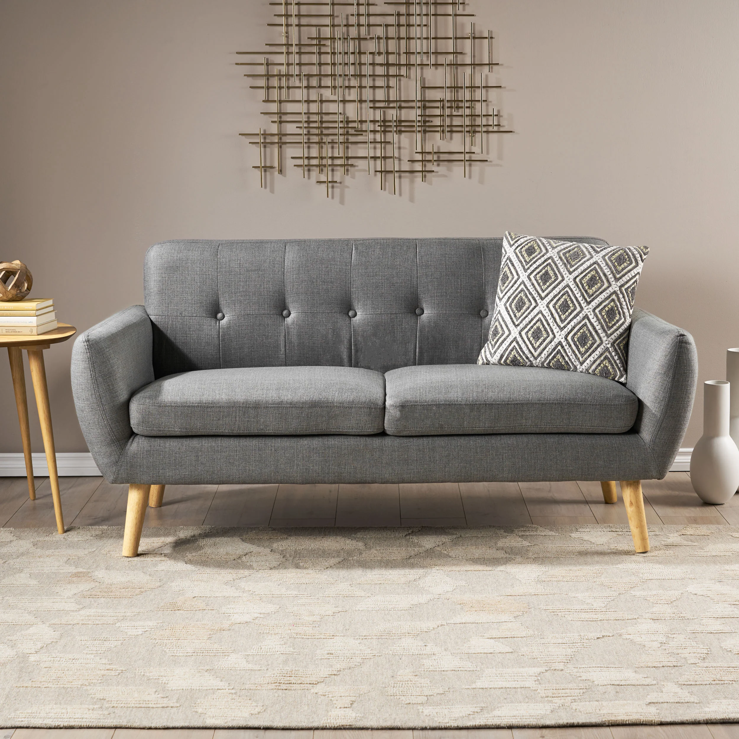 Joseline Mid Century Modern Petite Fabric Love Seat - furnishings