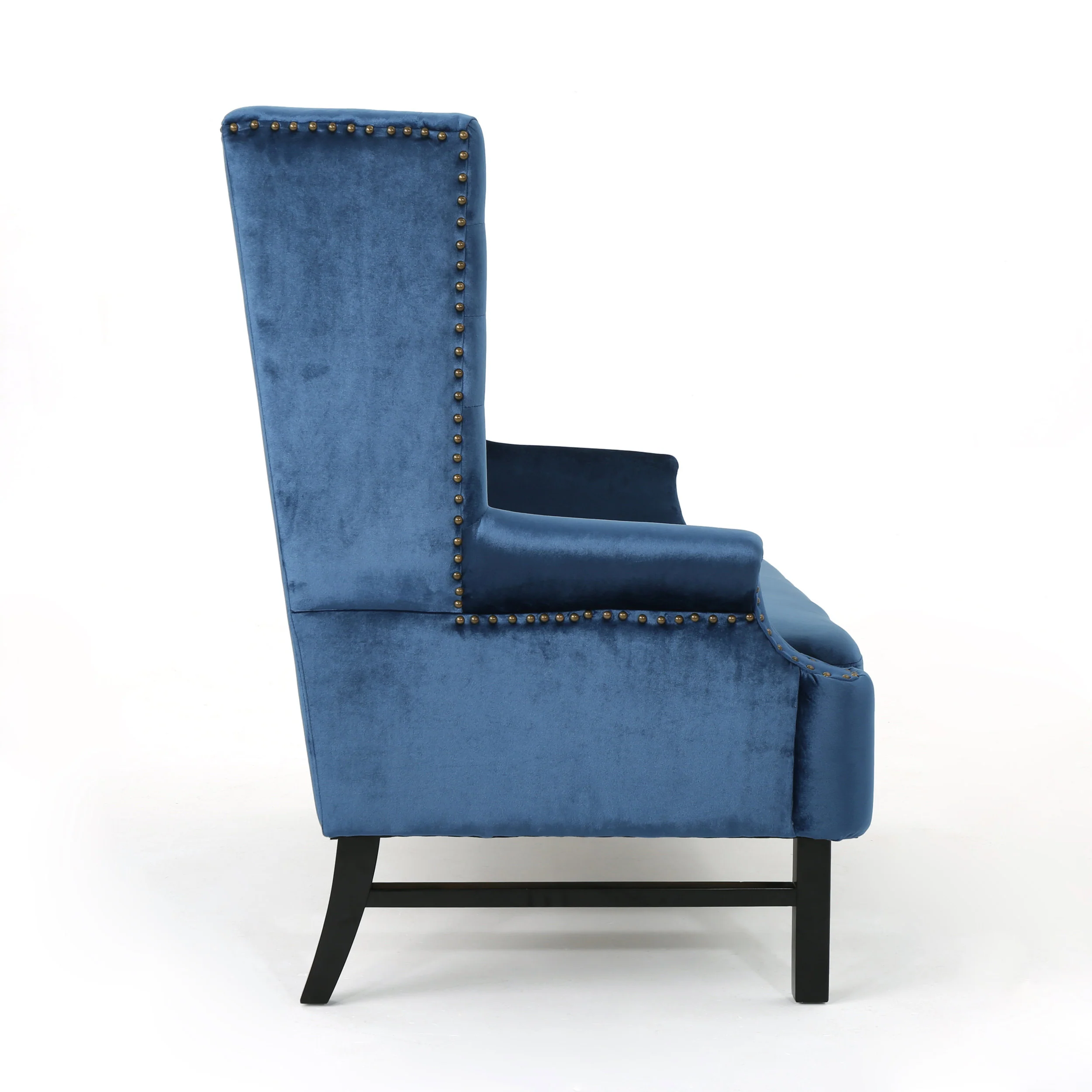 Linsey High Back Tufted Winged New Velvet Loveseat - furnishings