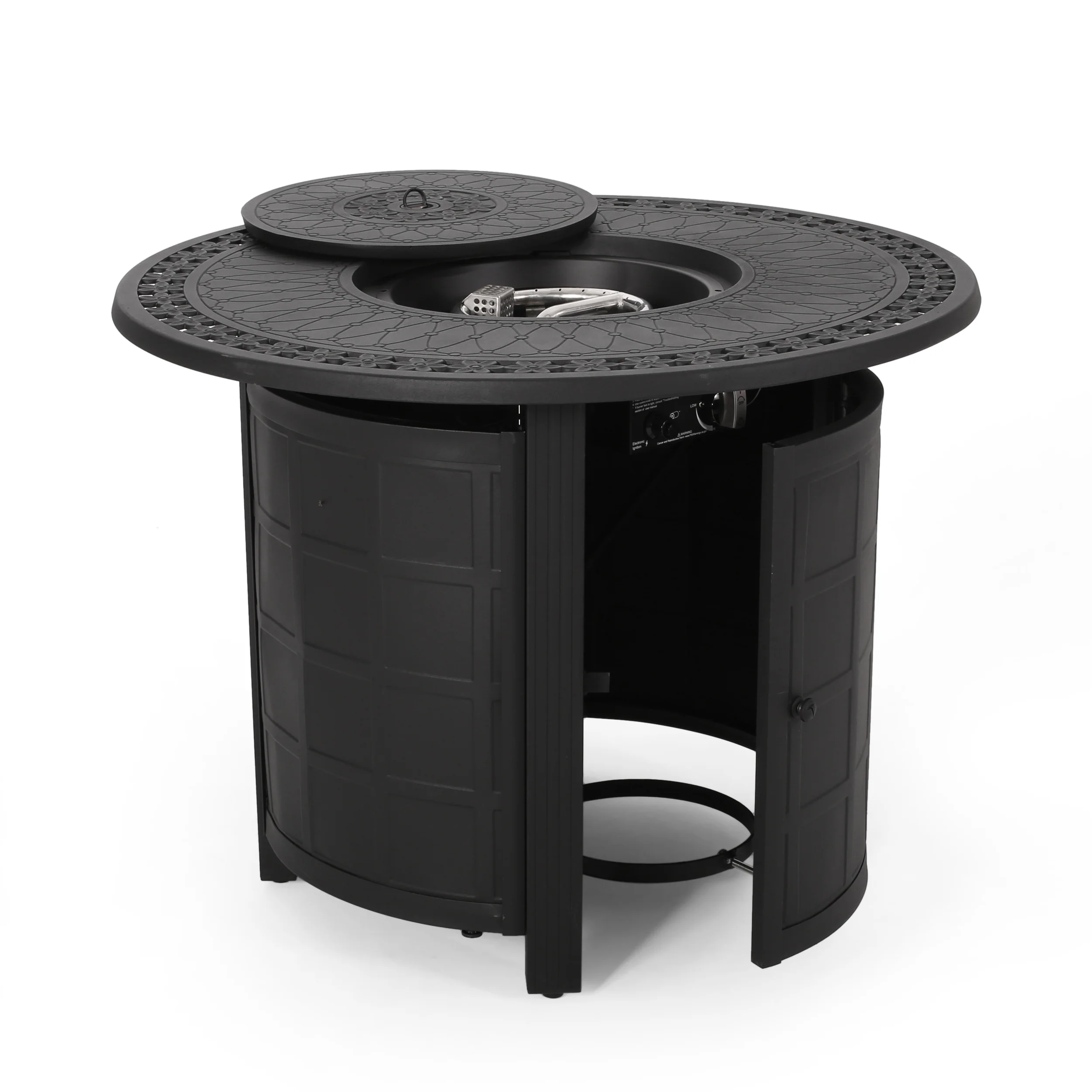 Aldin Round Aluminum Propane Fire Pit Table - furnishings