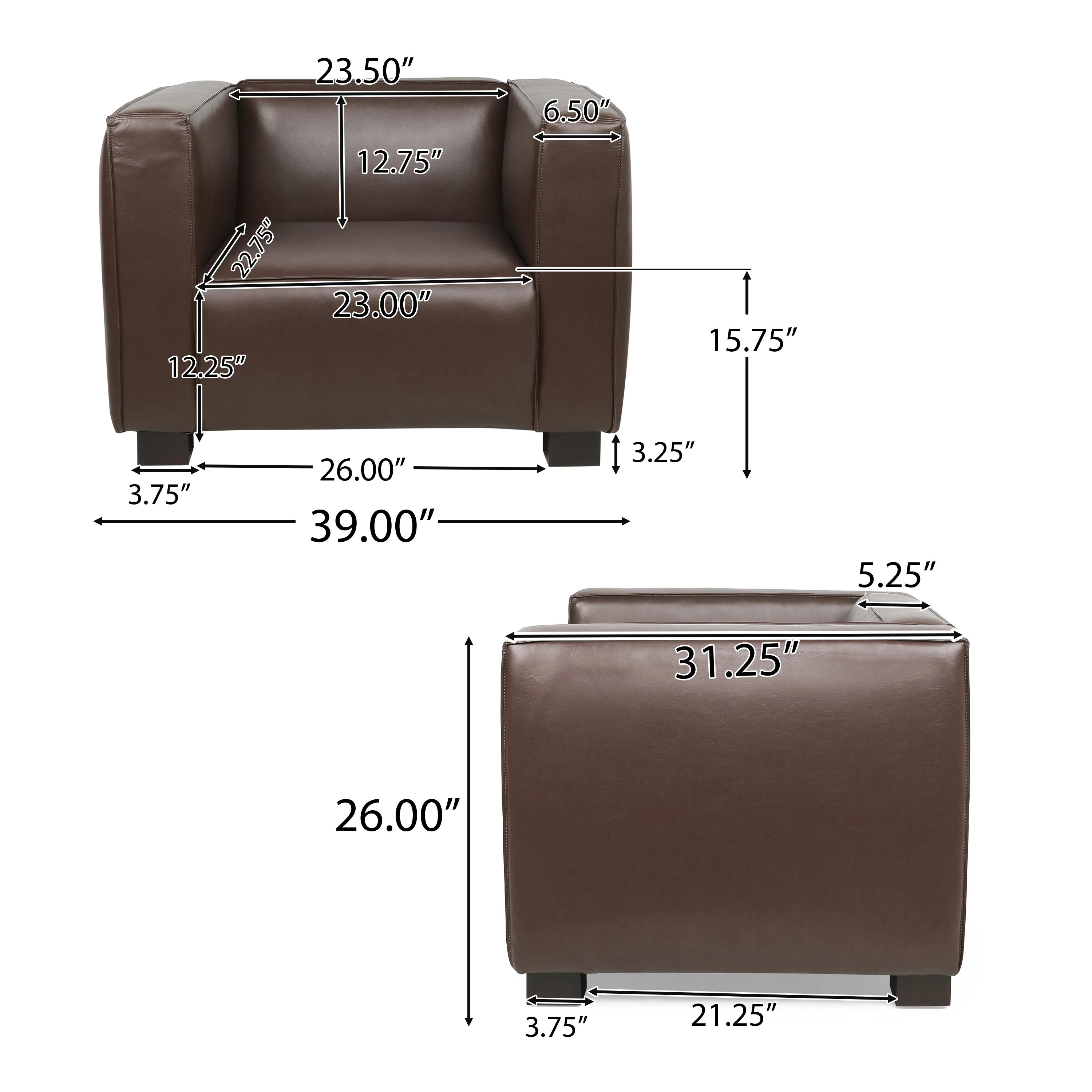 Minkler Contemporary Faux Leather 3 Piece Living Room Sofa Set - furnishings