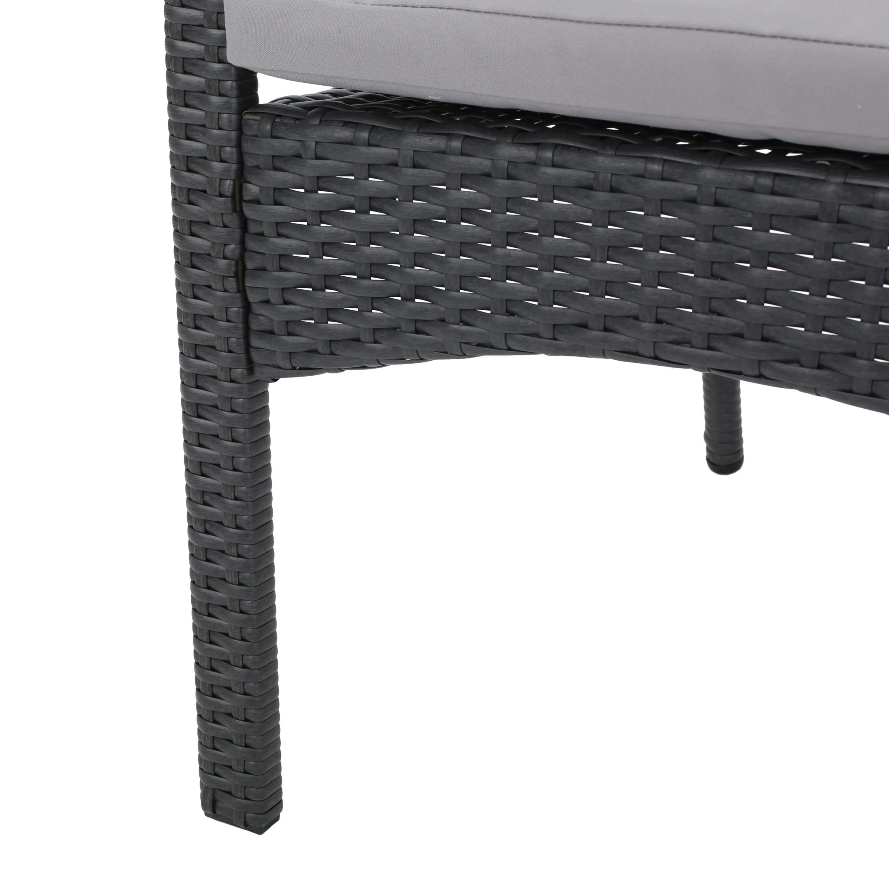 Layna Outdoor 5 Piece Wood and Wicker Dining Set, Gray and Gray - furnishings