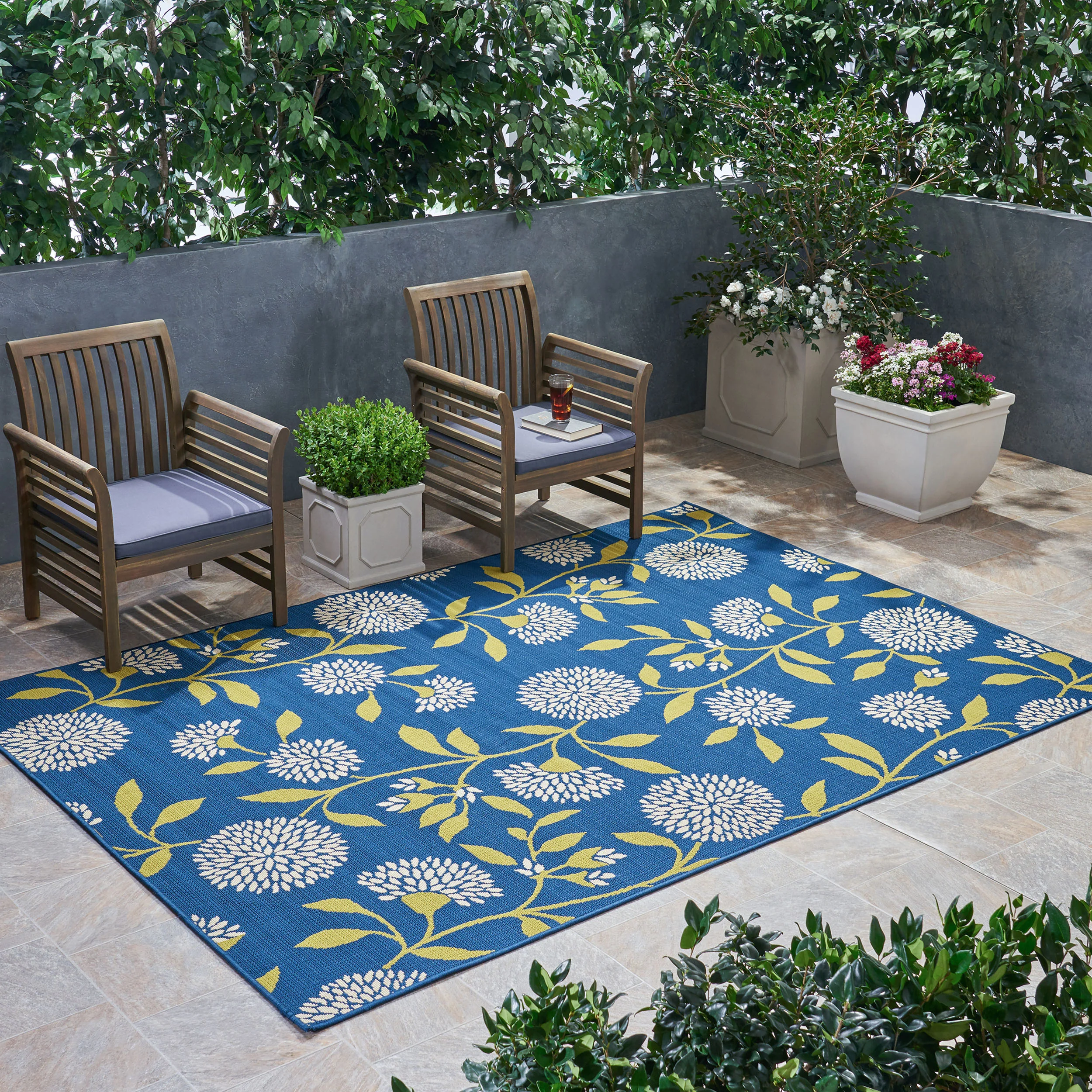 Dione Outdoor Floral Area Rug - furnishings