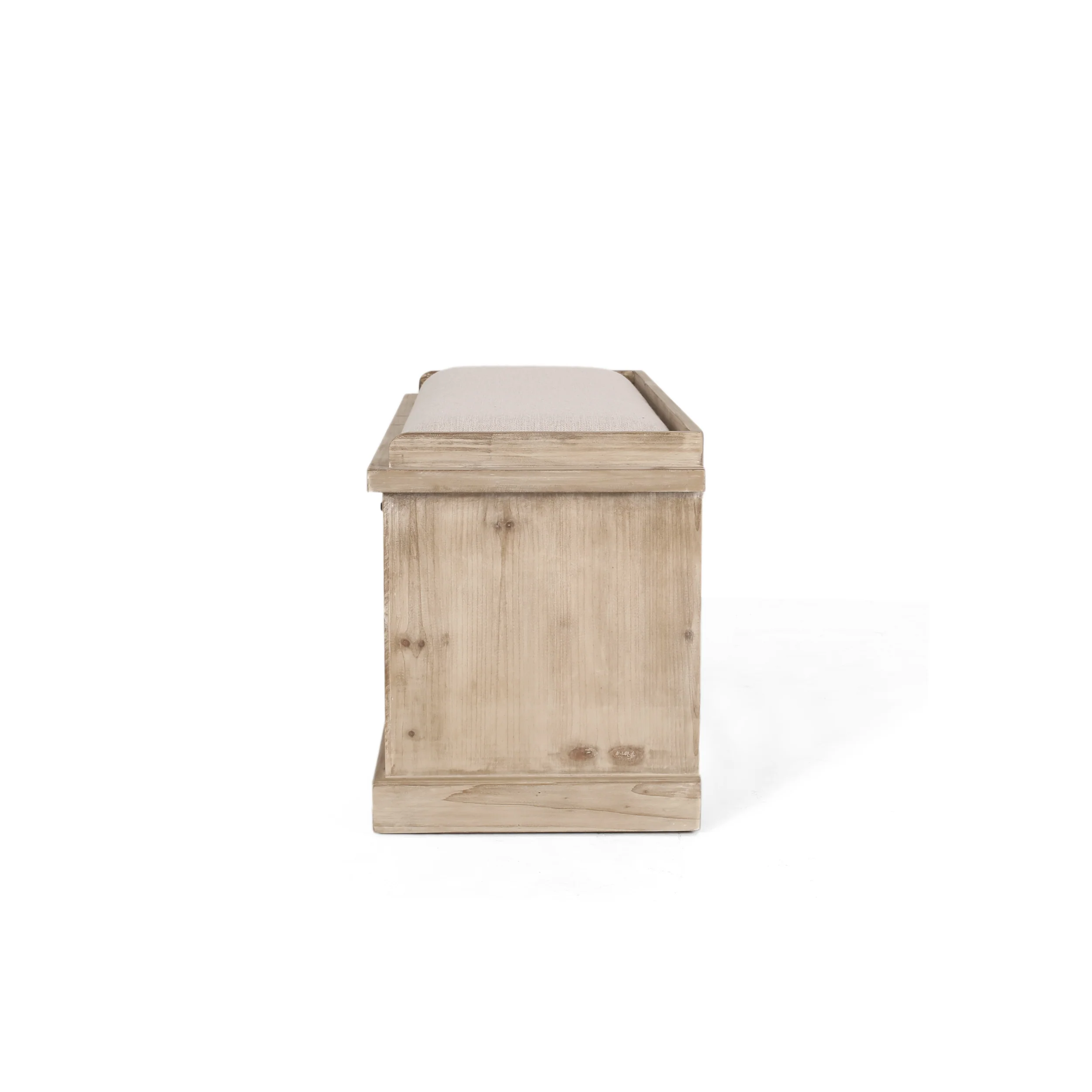 Ferster Rustic Storage Bench with Cushion, Beige, Natural, and Black - furnishings
