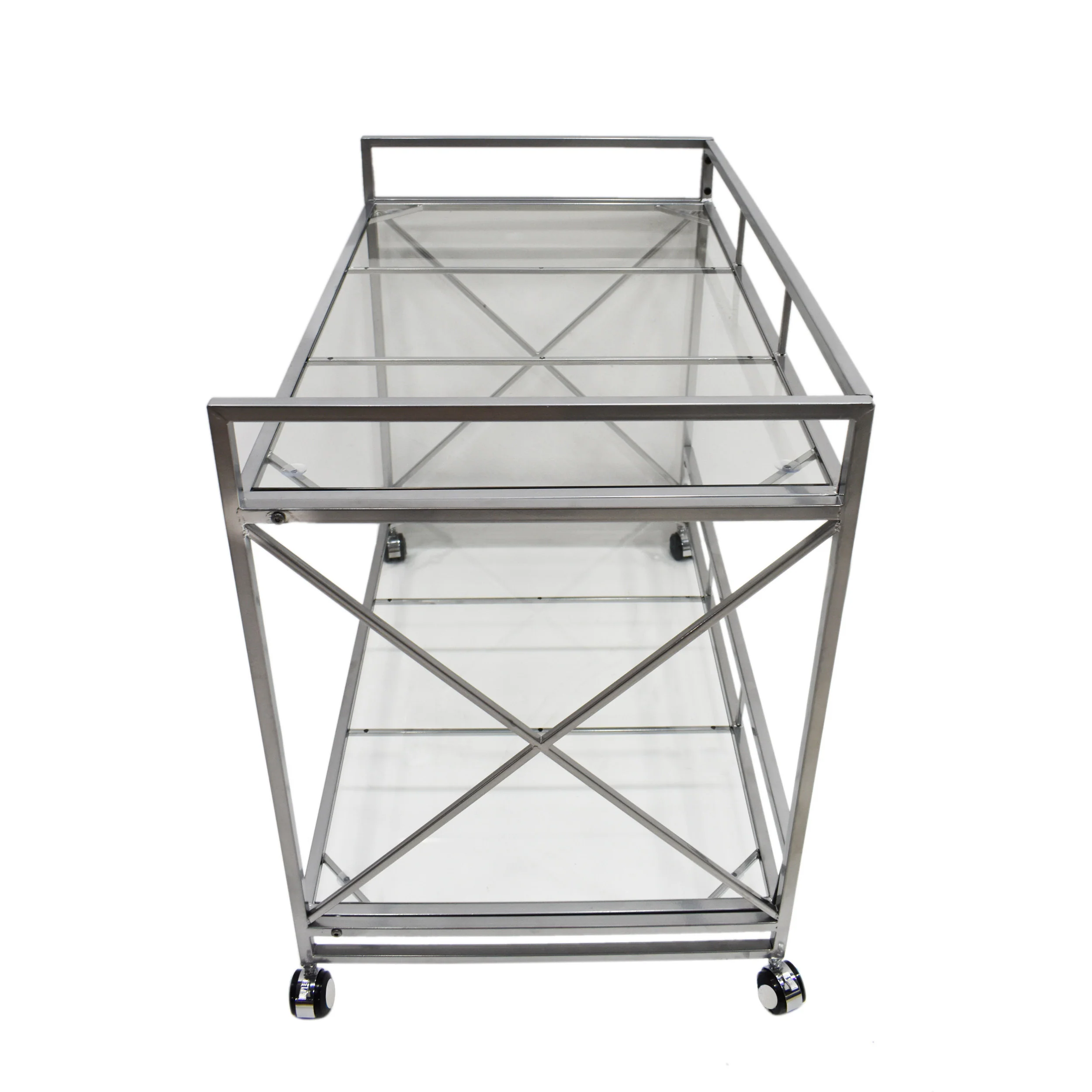 Danae Modern Iron and Glass Bar Cart, Silver - furnishings