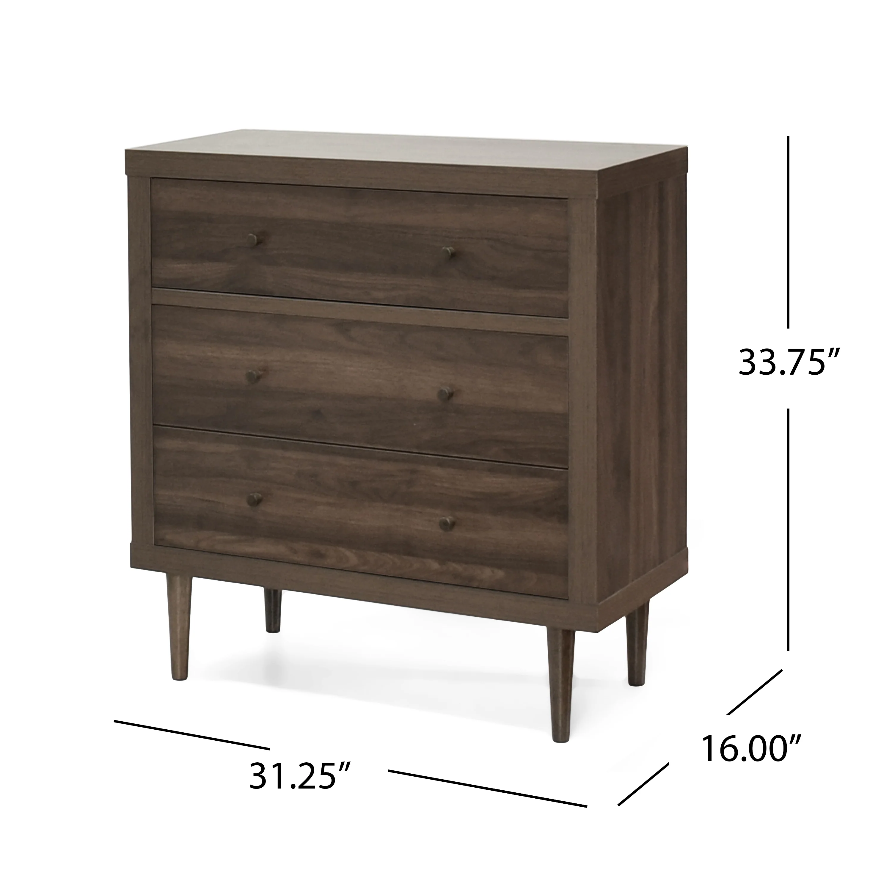 Farhart Mid Century Modern 3 Drawer Chest - furnishings