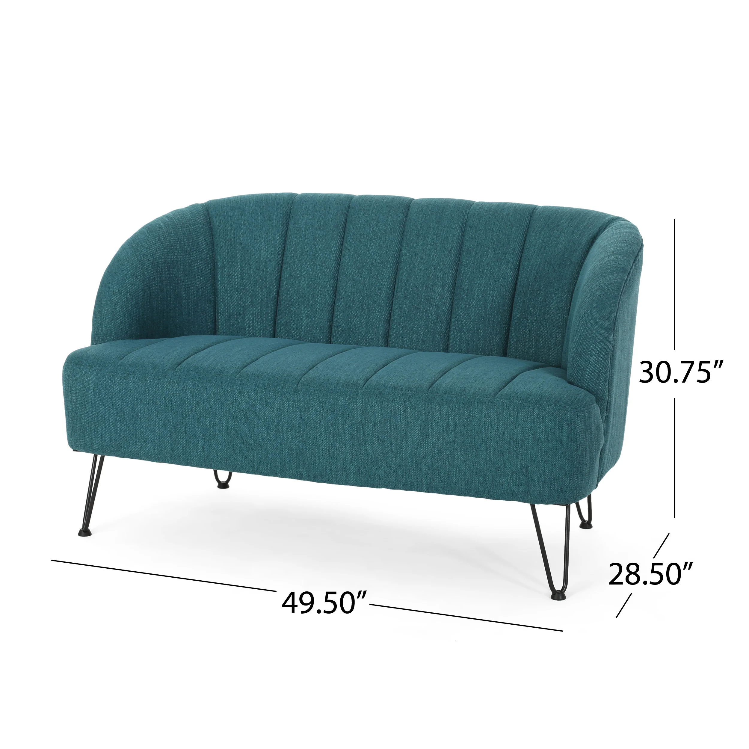 Kyra Modern Fabric Settee with Hairpin Legs - furnishings