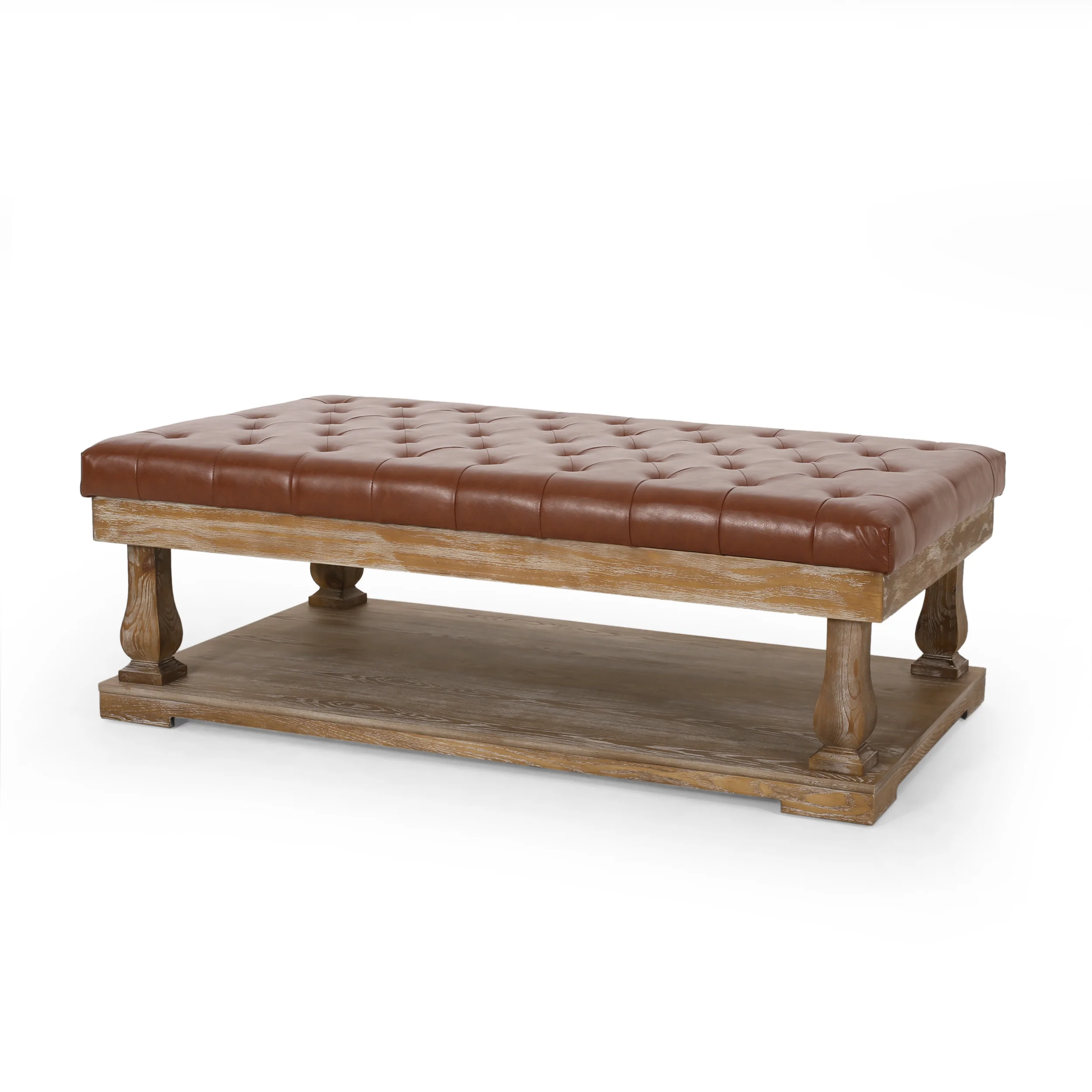 Leovanni Contemporary Fabric Rectangular Ottoman - furnishings