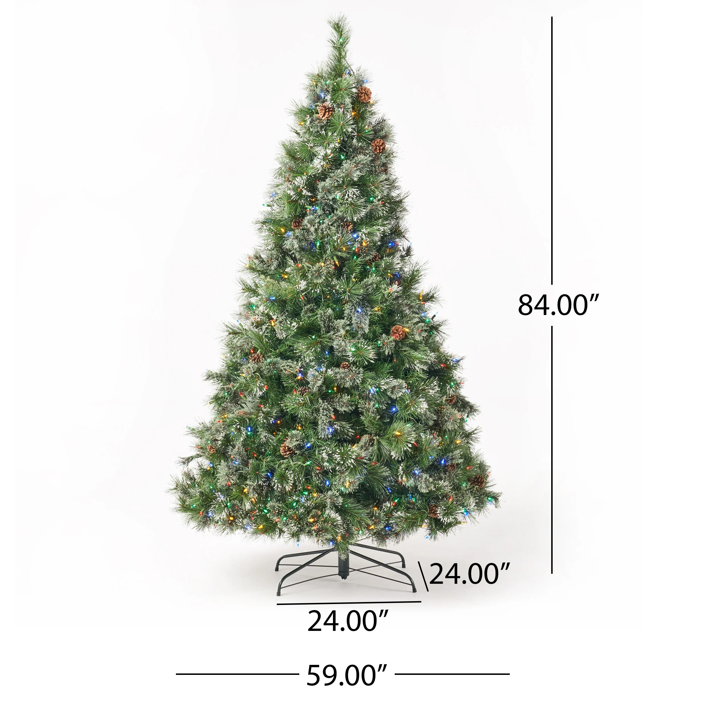 7-foot Cashmere Pine Pre-Lit Artificial Christmas Tree with Snowy Branches and Pinecones - furnishings