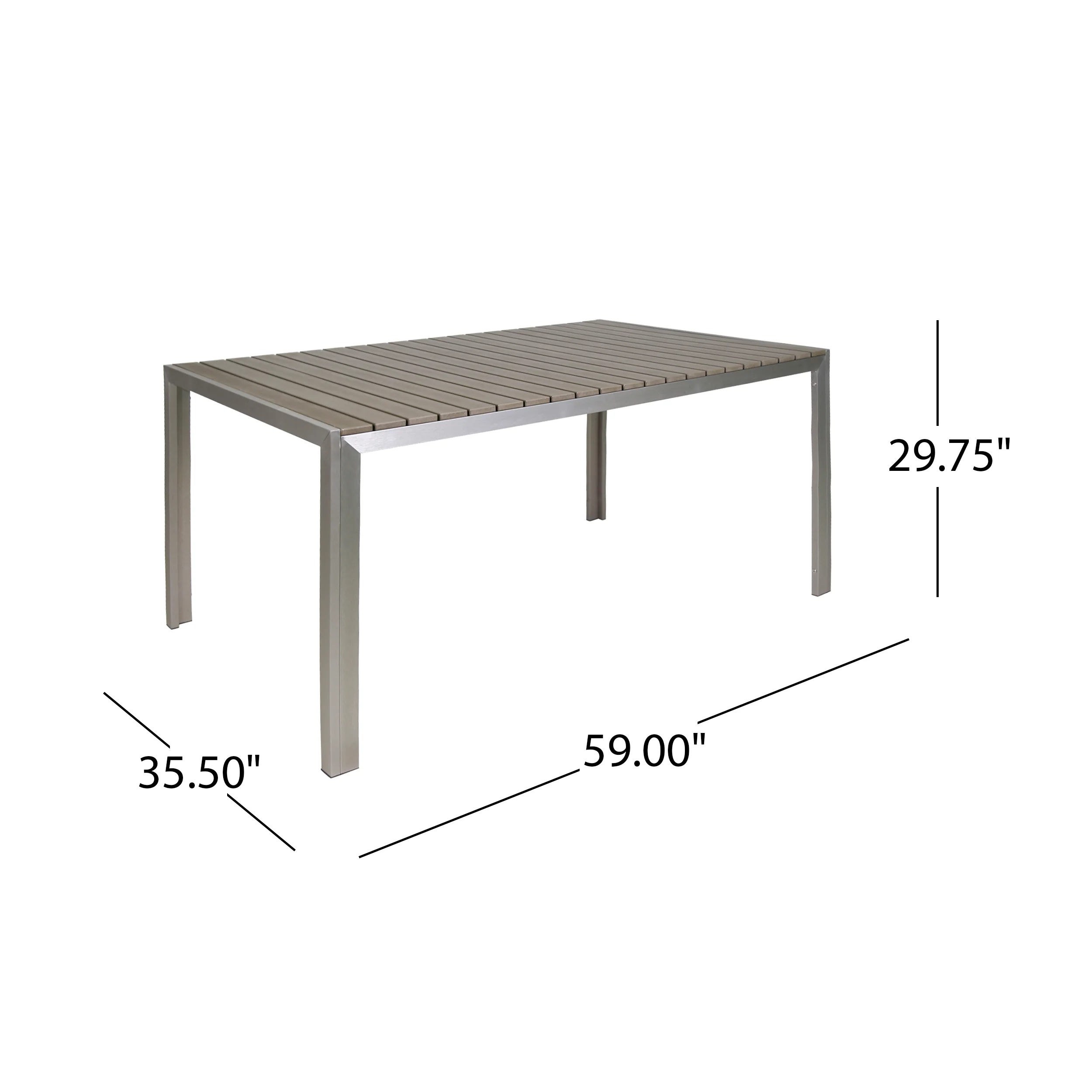 Butler Outdoor Aluminum Picnic Set with Faux Wood Top, Silver and Natural - furnishings