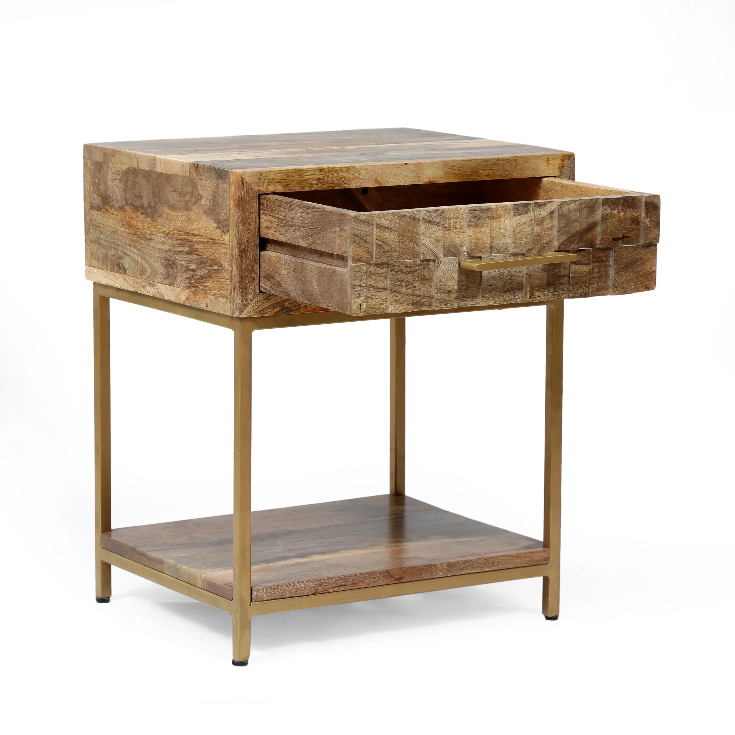 Sandia Handcrafted Boho Mango Wood Nightstand - furnishings