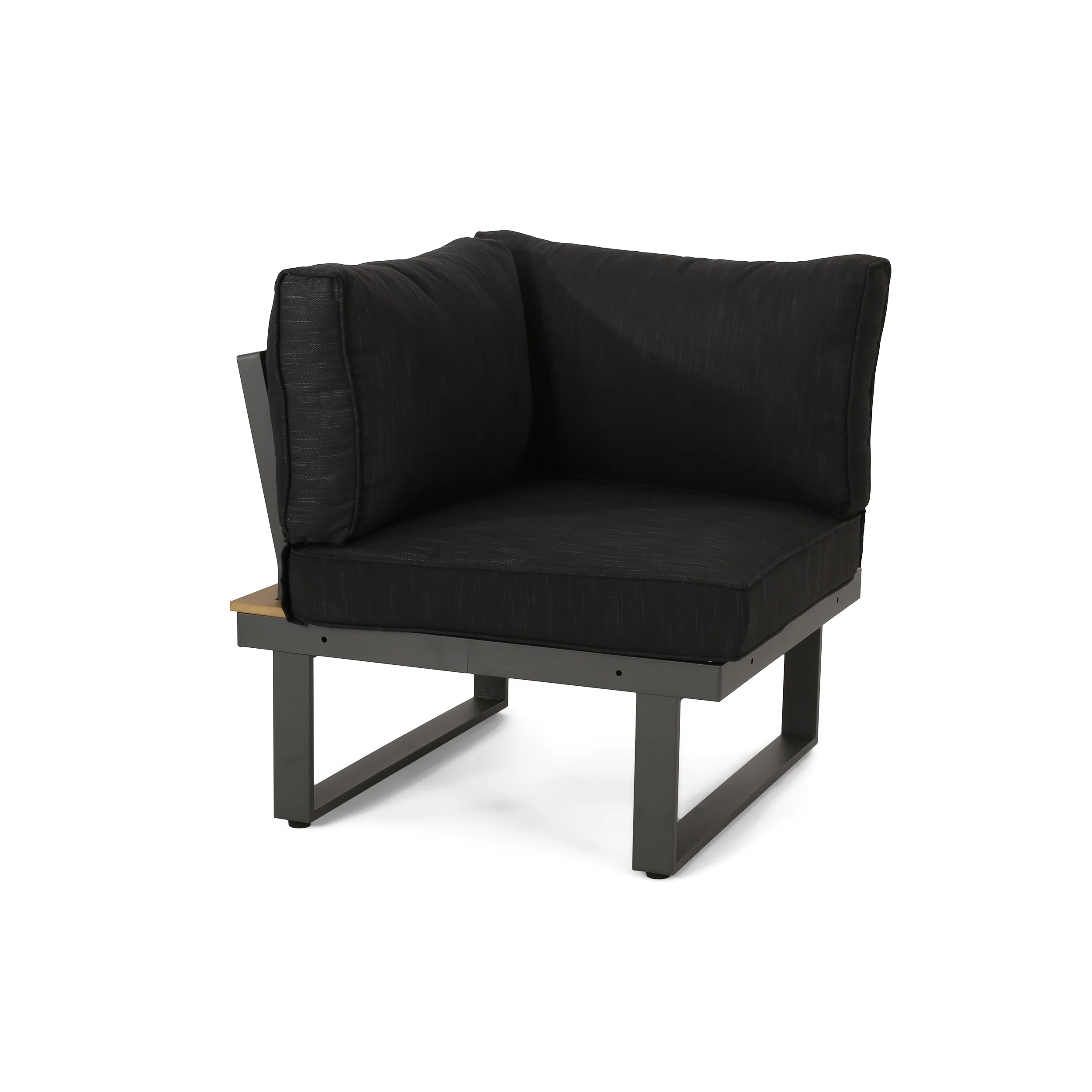 Johana Outdoor Aluminum V-Shaped 5 Seater Sofa Set with Cushions - furnishings