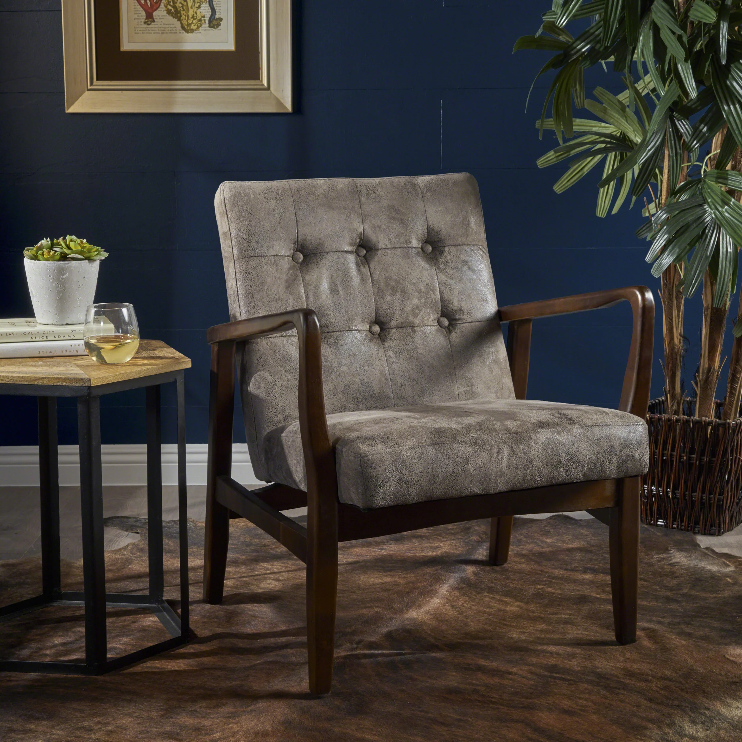 Callisto Mid Century Modern Microfiber Club Chair - furnishings