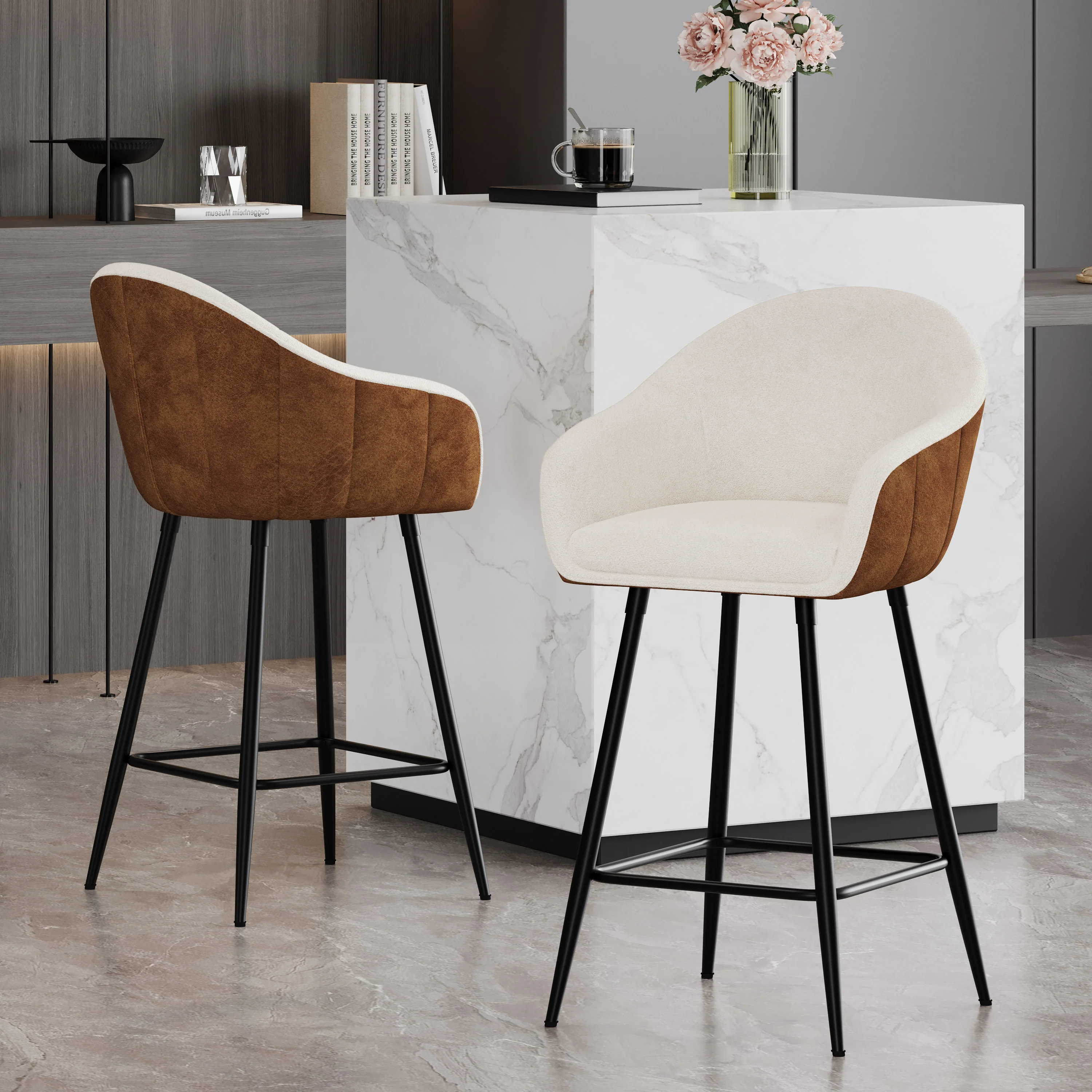 Sierrae Upholstered Counter Stools with Footrest - furnishings