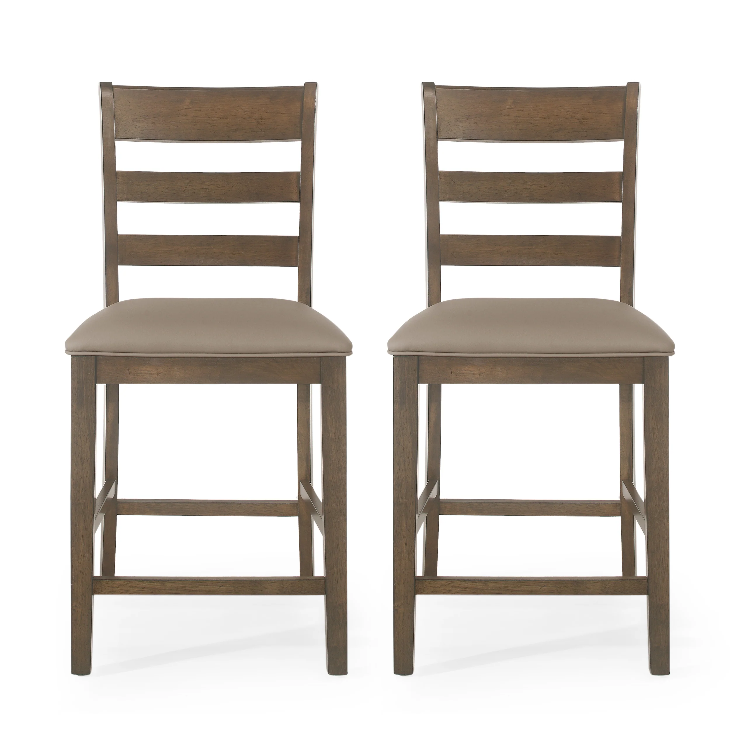 Boughton Farmhouse Upholstered Wood Counter Stools, Set of 2 - furnishings