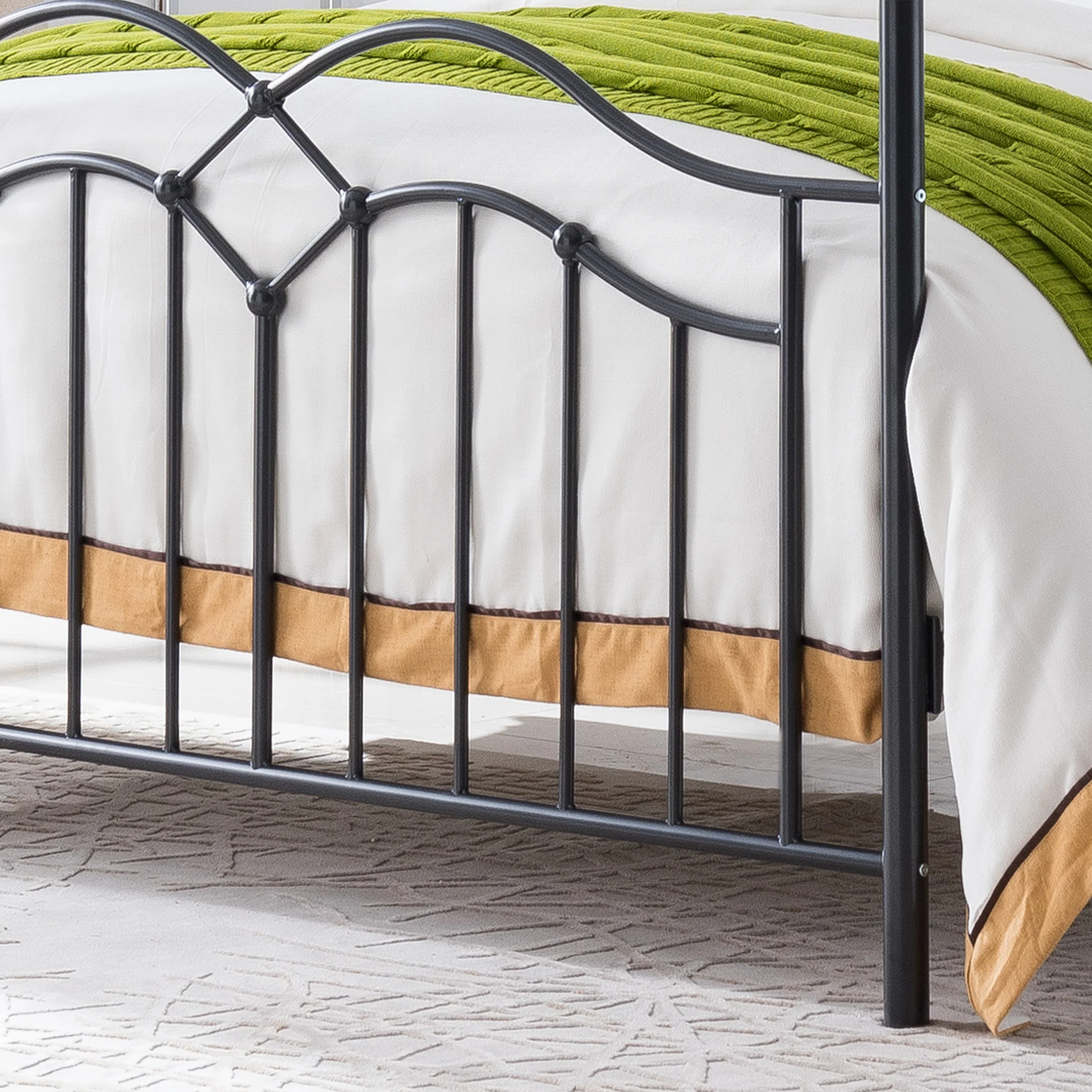 Simona Traditional Iron Canopy Queen Bed Frame - furnishings