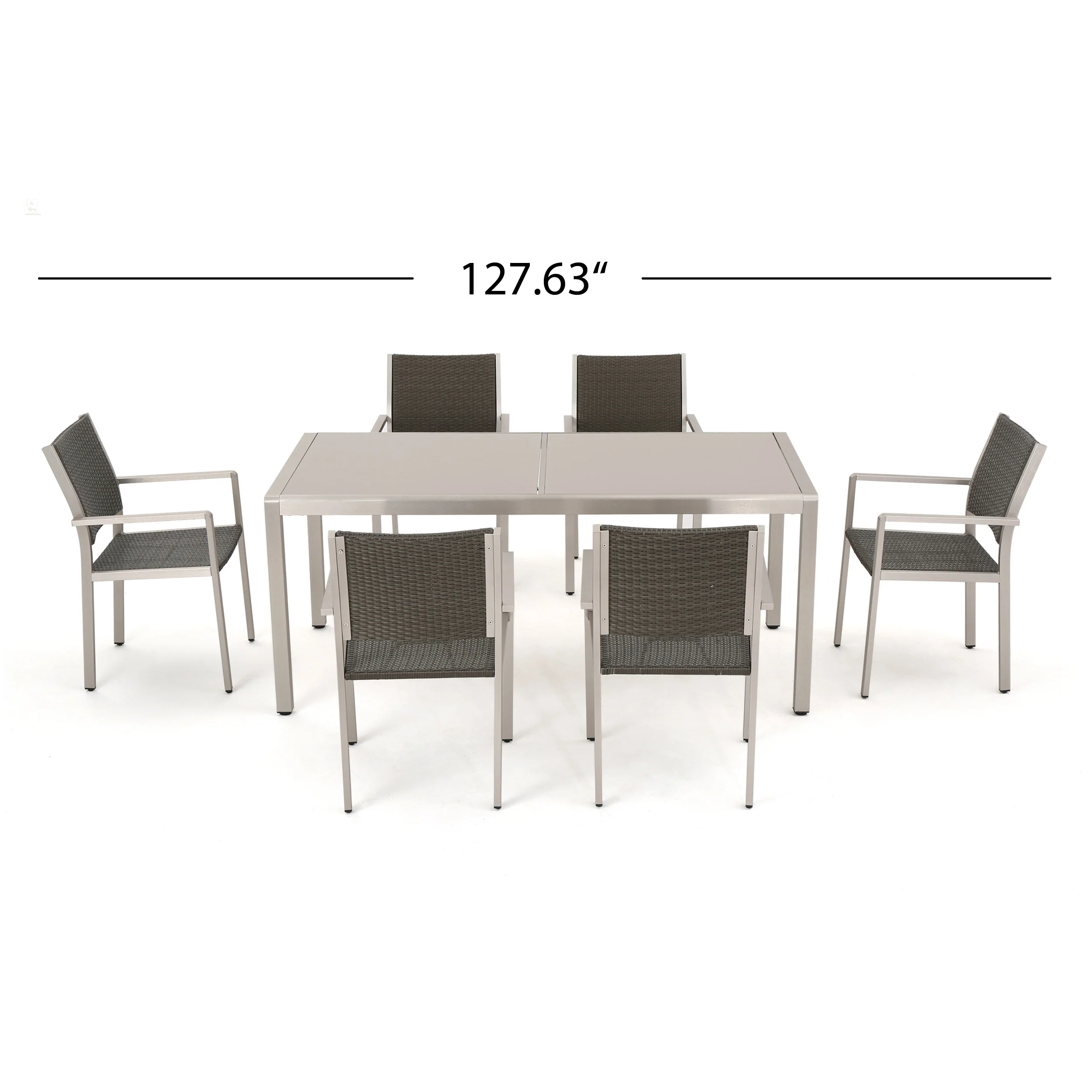 Coral Bay Outdoor 7Pc Grey Aluminum Dining Set w/ Glass Table Top - furnishings