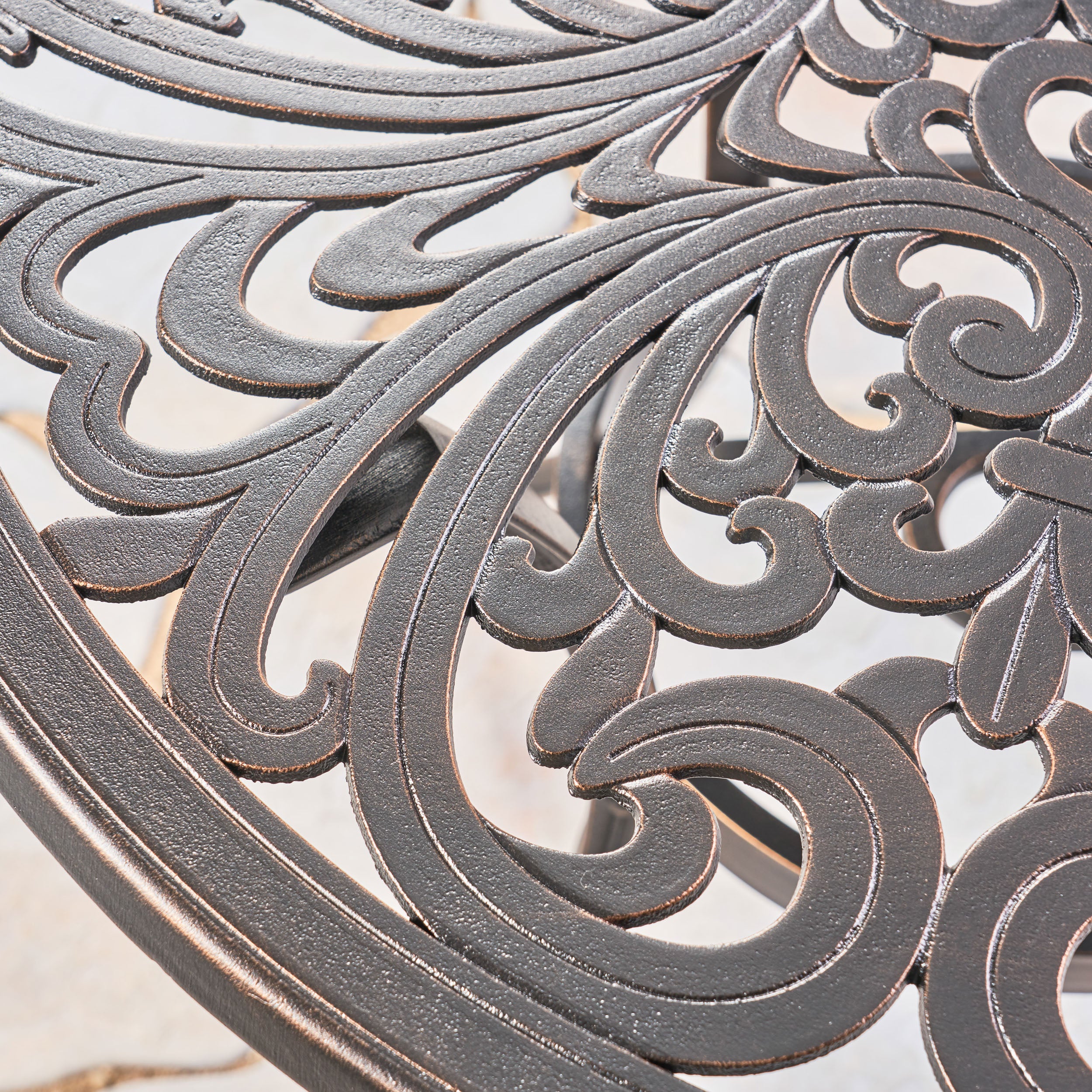Zona Outdoor 5 Piece Cast Aluminum Dining Set, Shiny Copper - furnishings