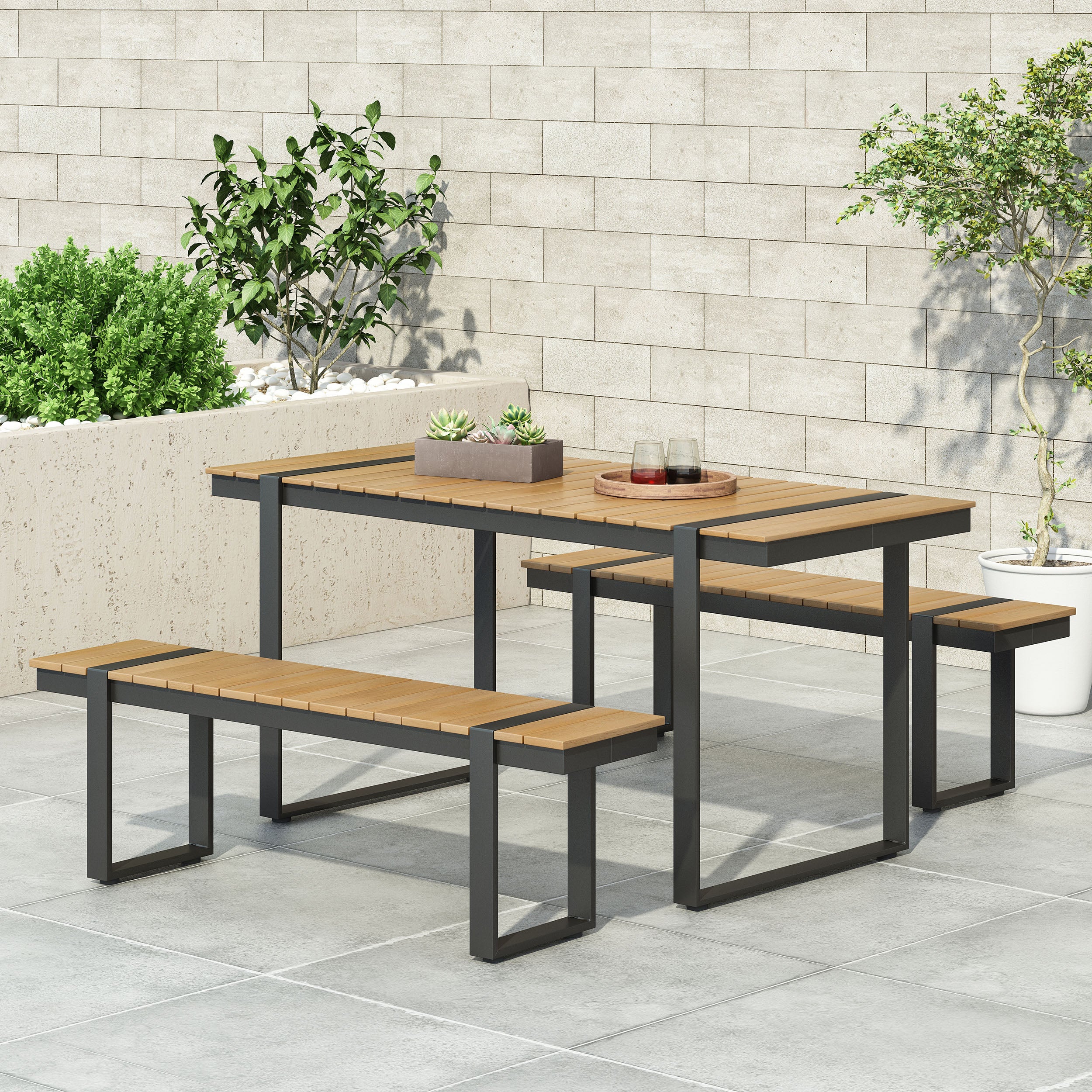 Mora Outdoor 3 Piece Aluminum Picnic Set - furnishings