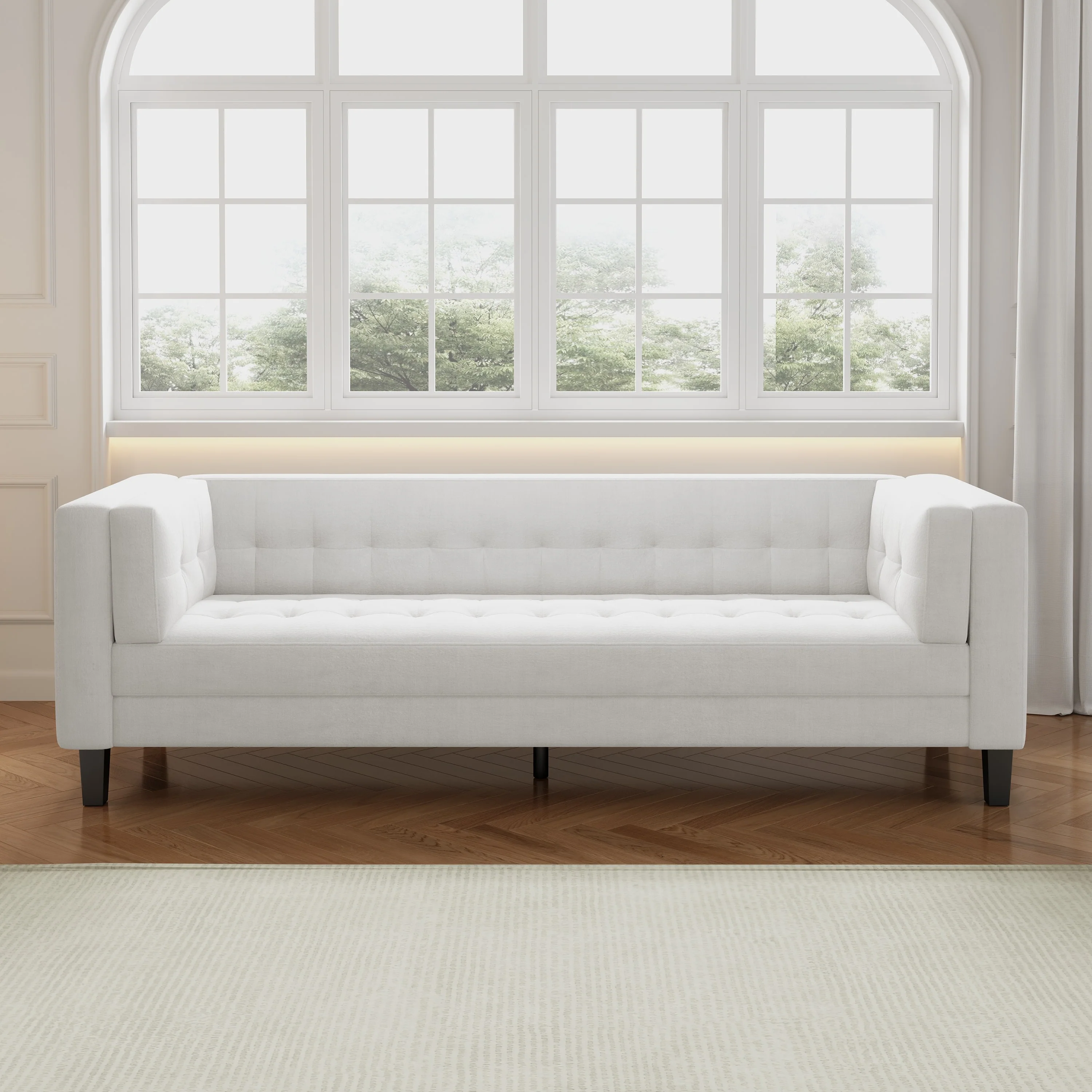 Sororia Velvet 3-Seater Low Profile Sofa - furnishings