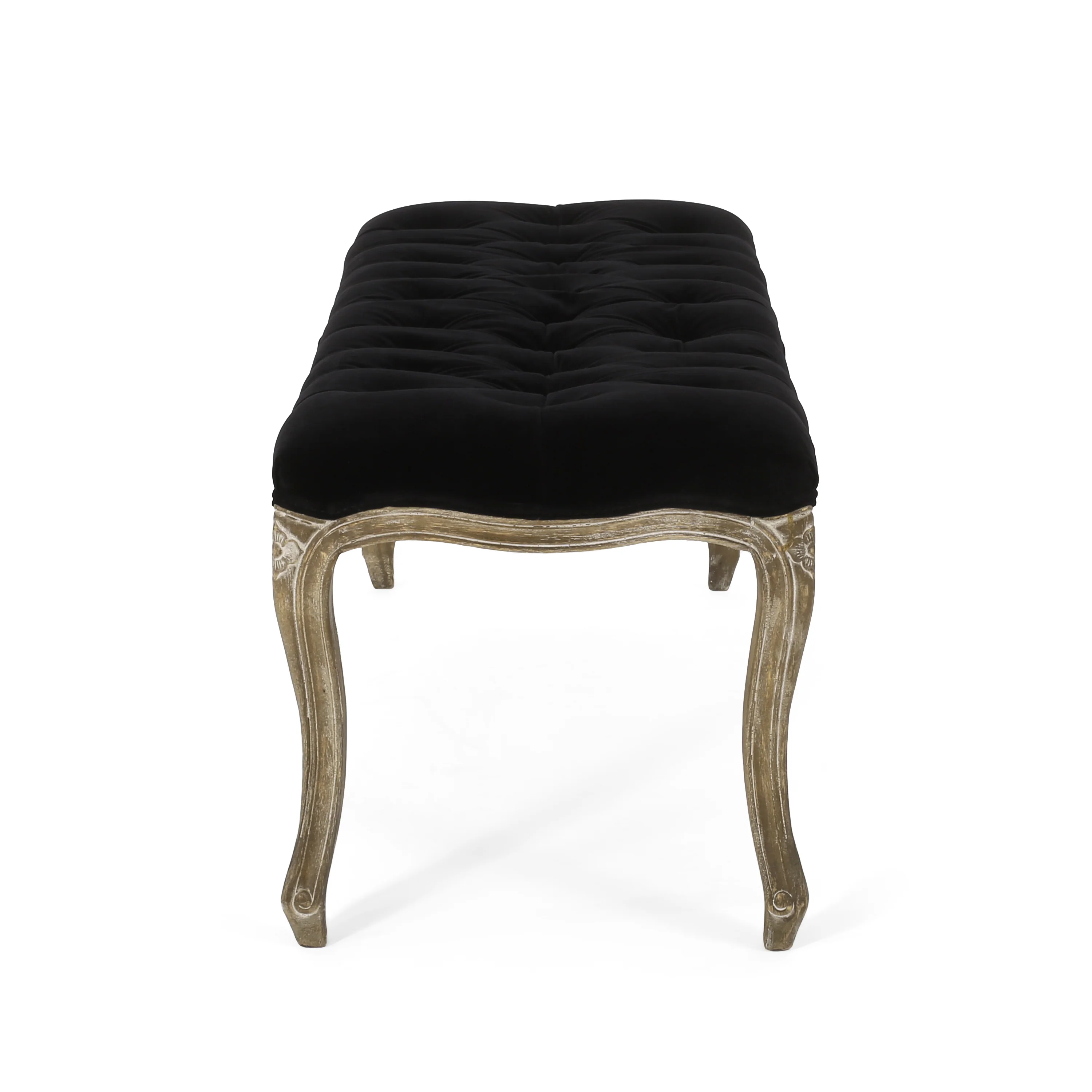 Francis Traditional Button Tufted Velvet Bench - furnishings