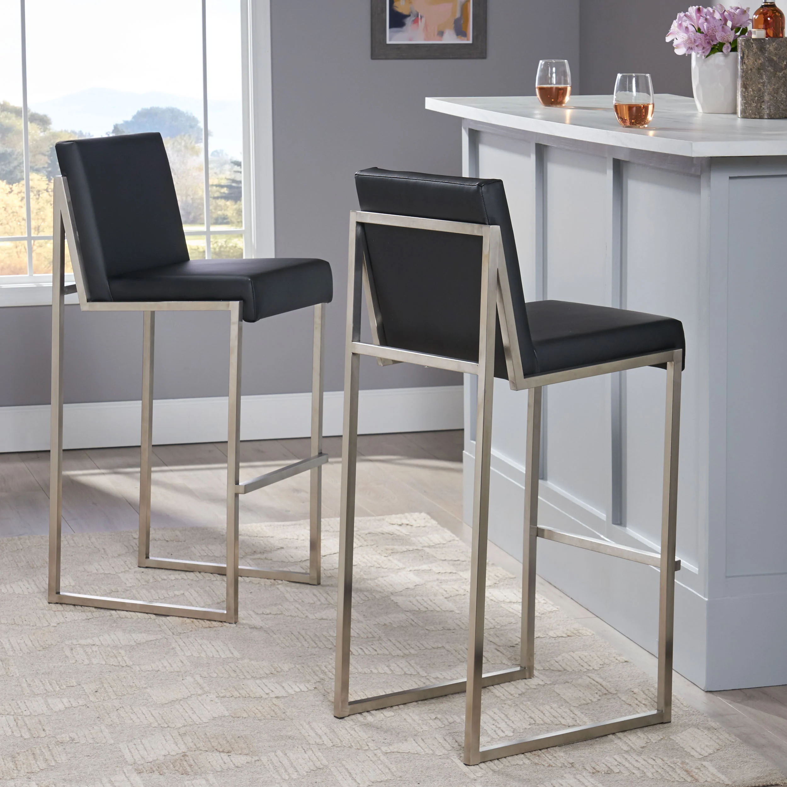 October 30-Inch Bonded Leather Barstool (Set of 2) - furnishings
