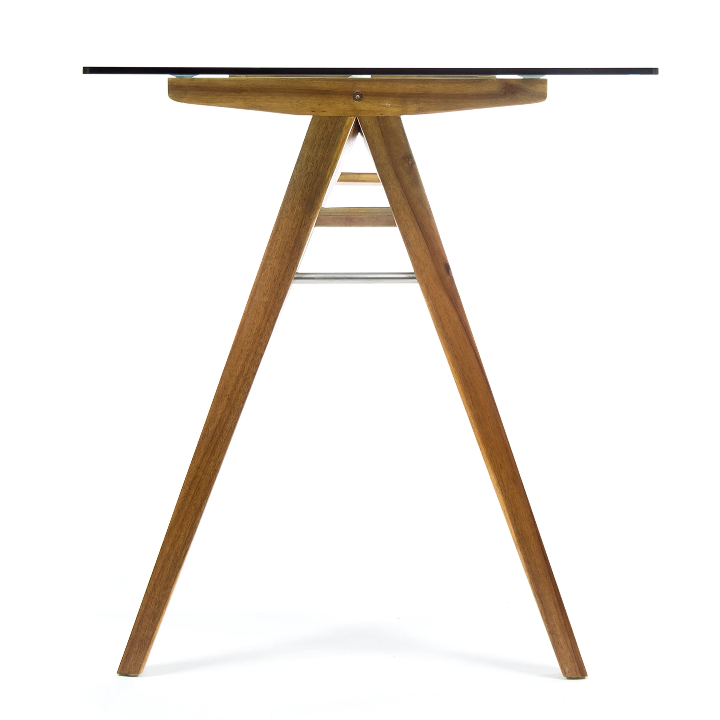 Camey Mid-Century Acacia Wood Desk with Tempered Glass Top - furnishings