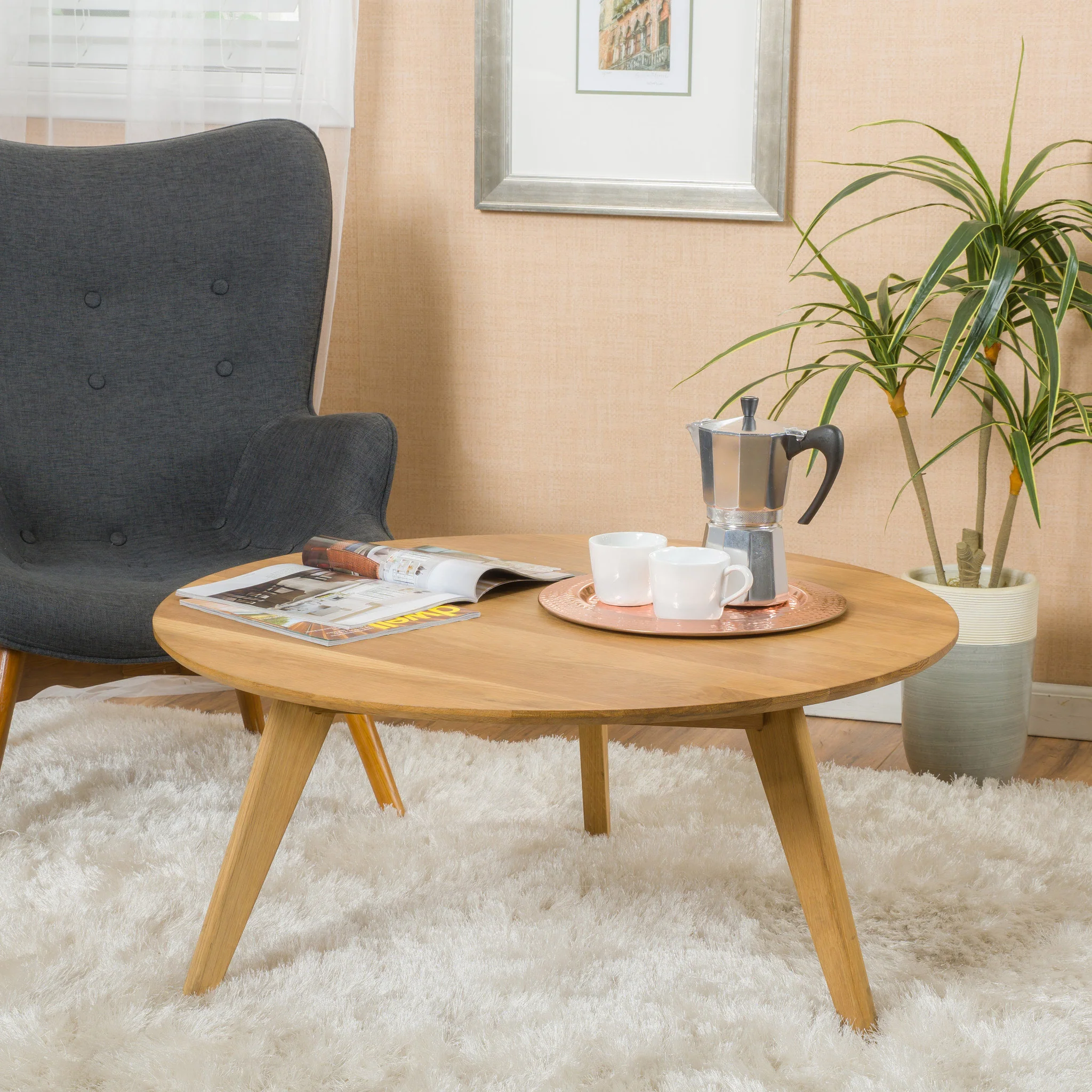 Mimaya Natural Stained Wood Coffee Table - furnishings