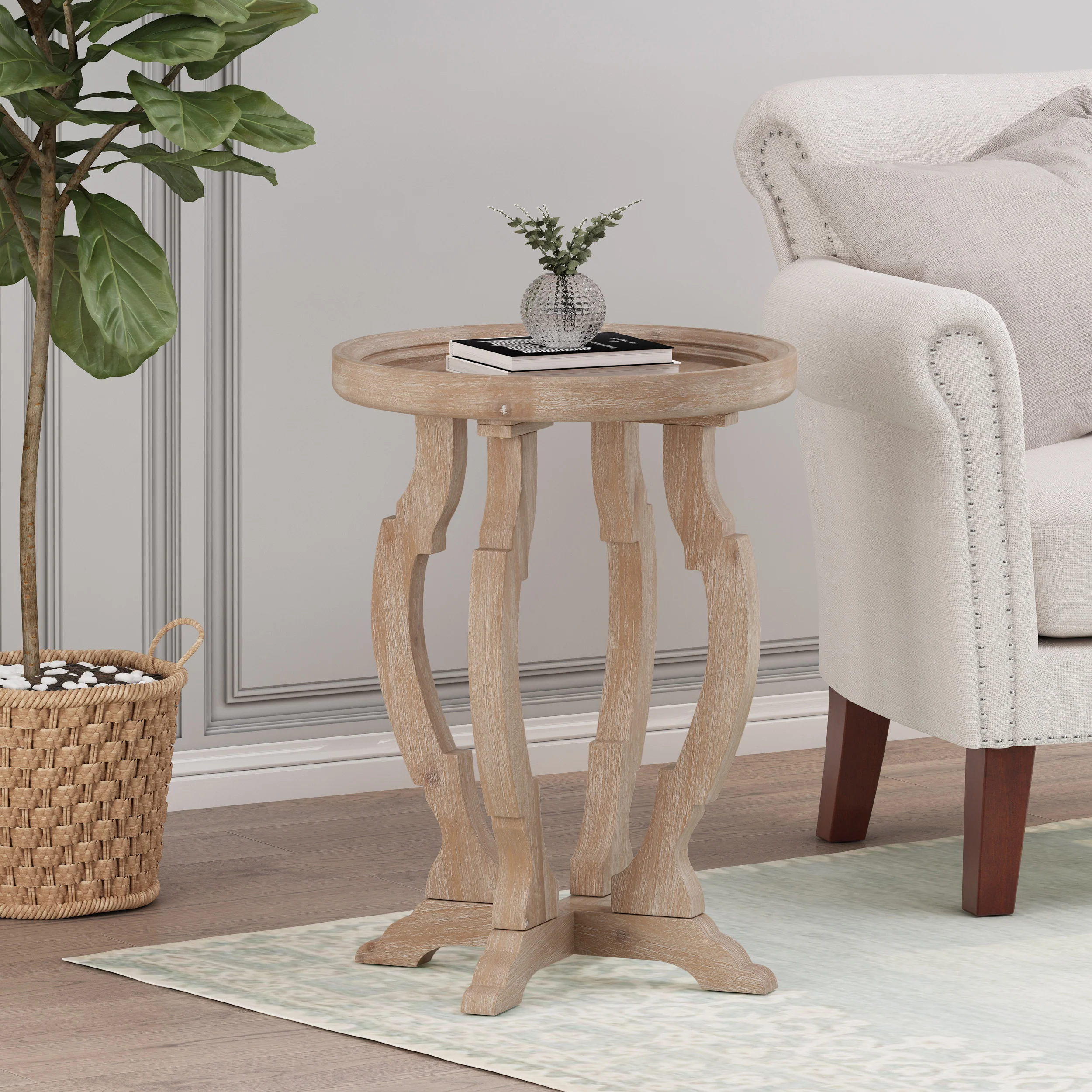 Emilya French Country Accent Table with Round Top - furnishings