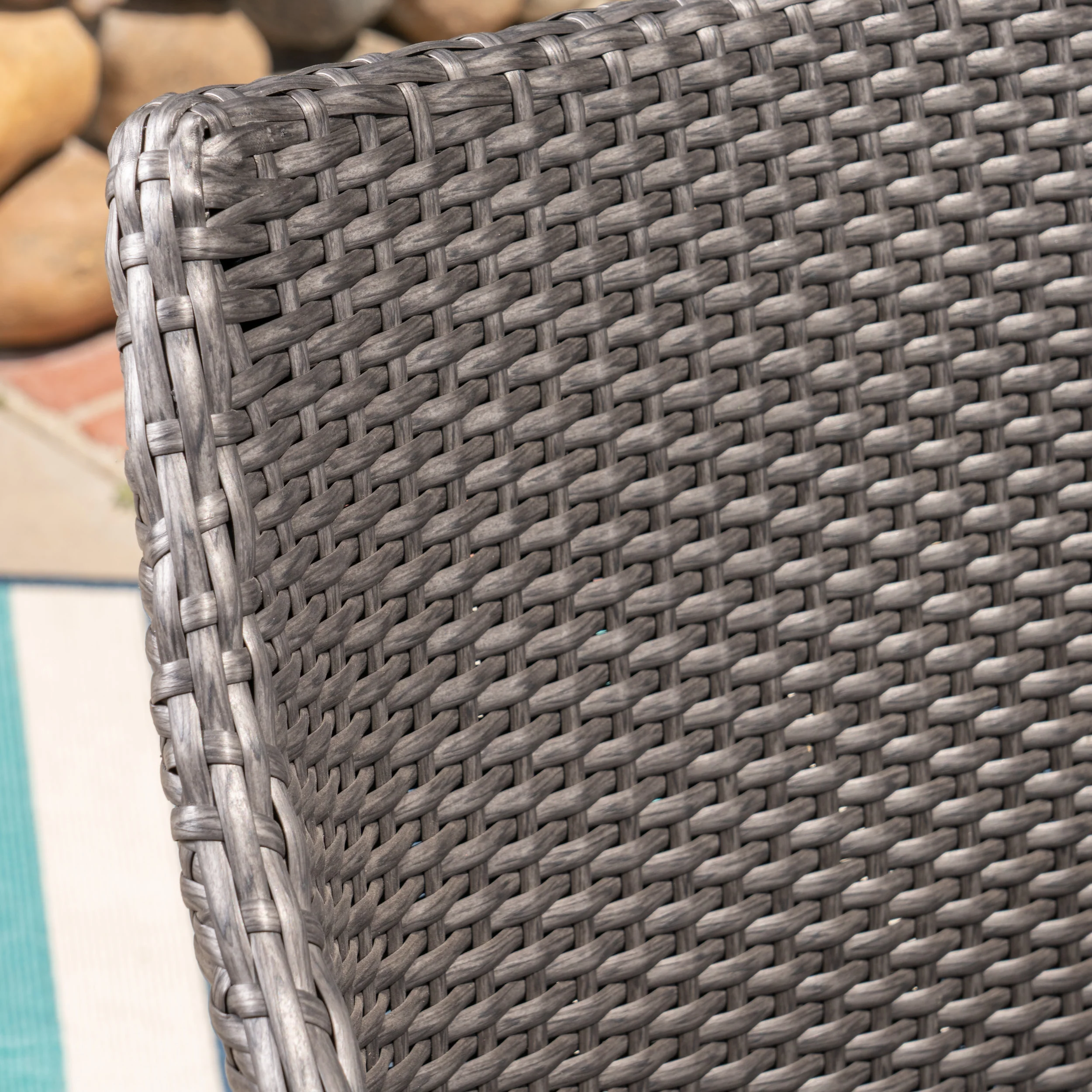 Olivia Outdoor 7 Piece Wicker Dining Set, Grey - furnishings