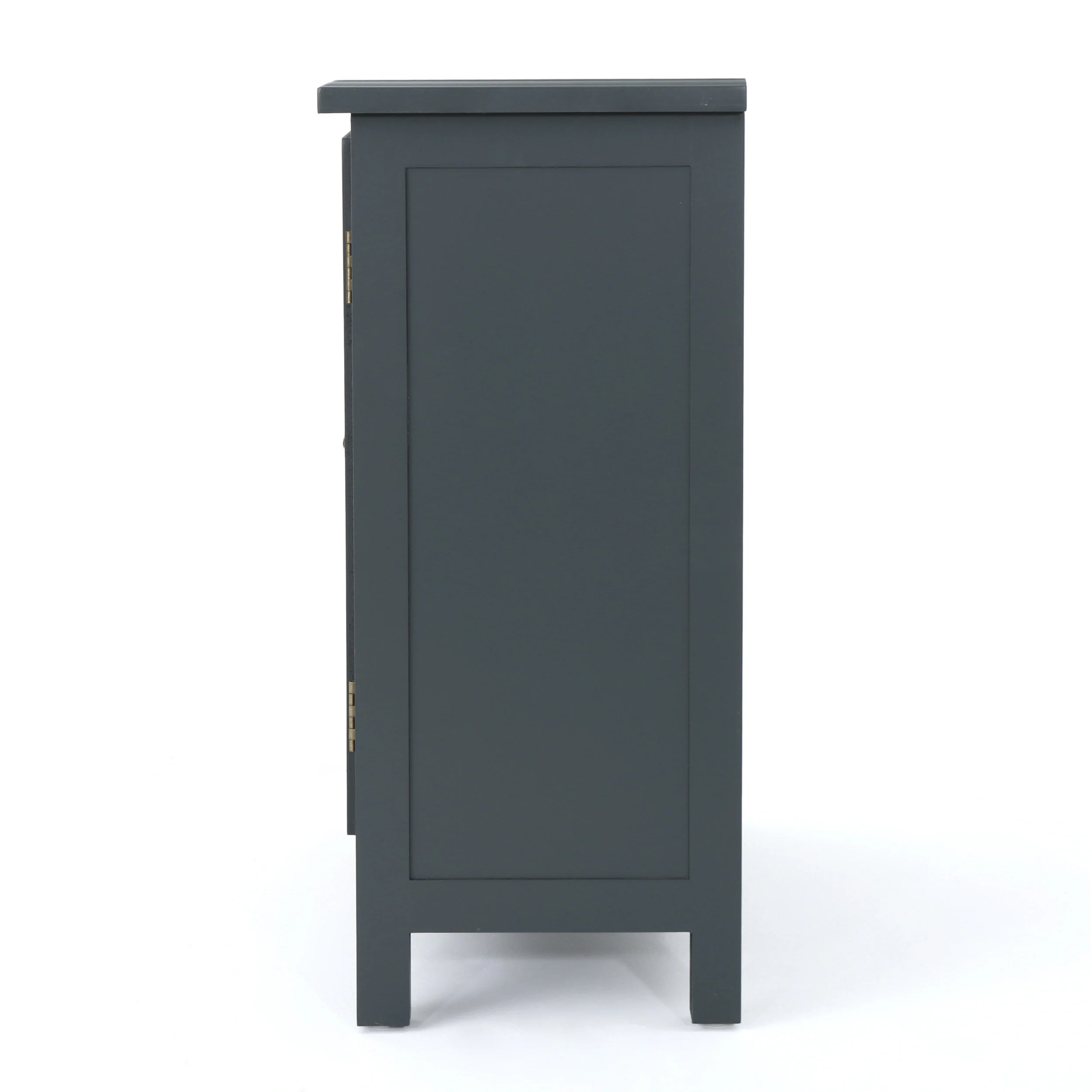 Melee Fir Wood Double Door Cabinet With Mirrored Accents, Charocal Gray - furnishings