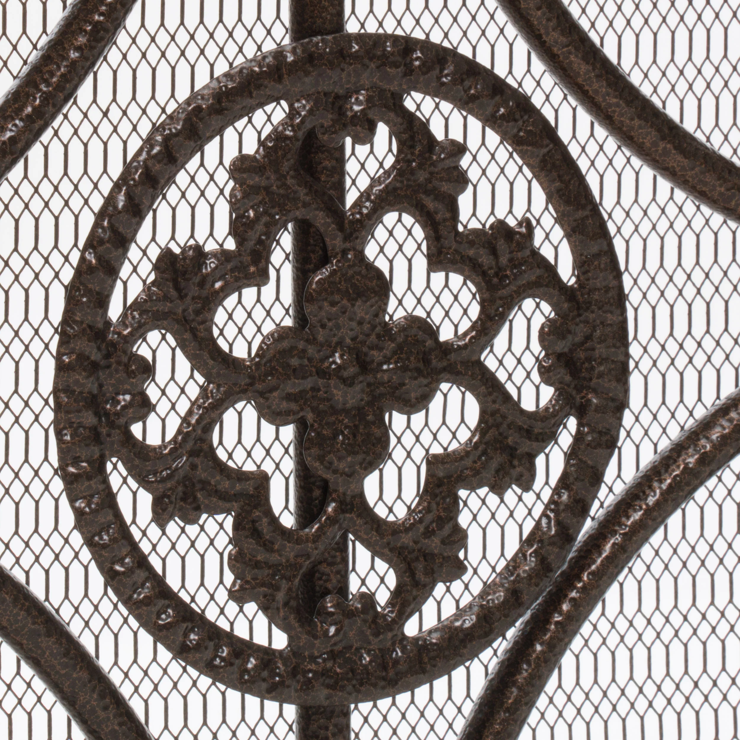 Darcie Copper Brown Finish Wrought Iron Fireplace Screen - furnishings
