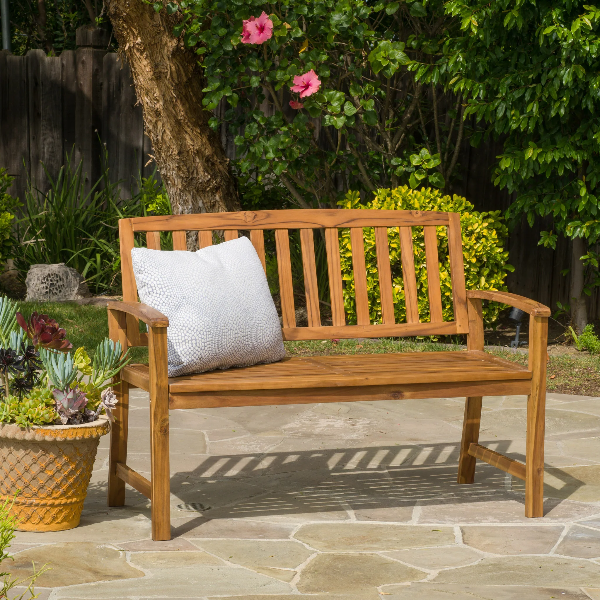Tamika Teak Finish Acacia Bench - furnishings