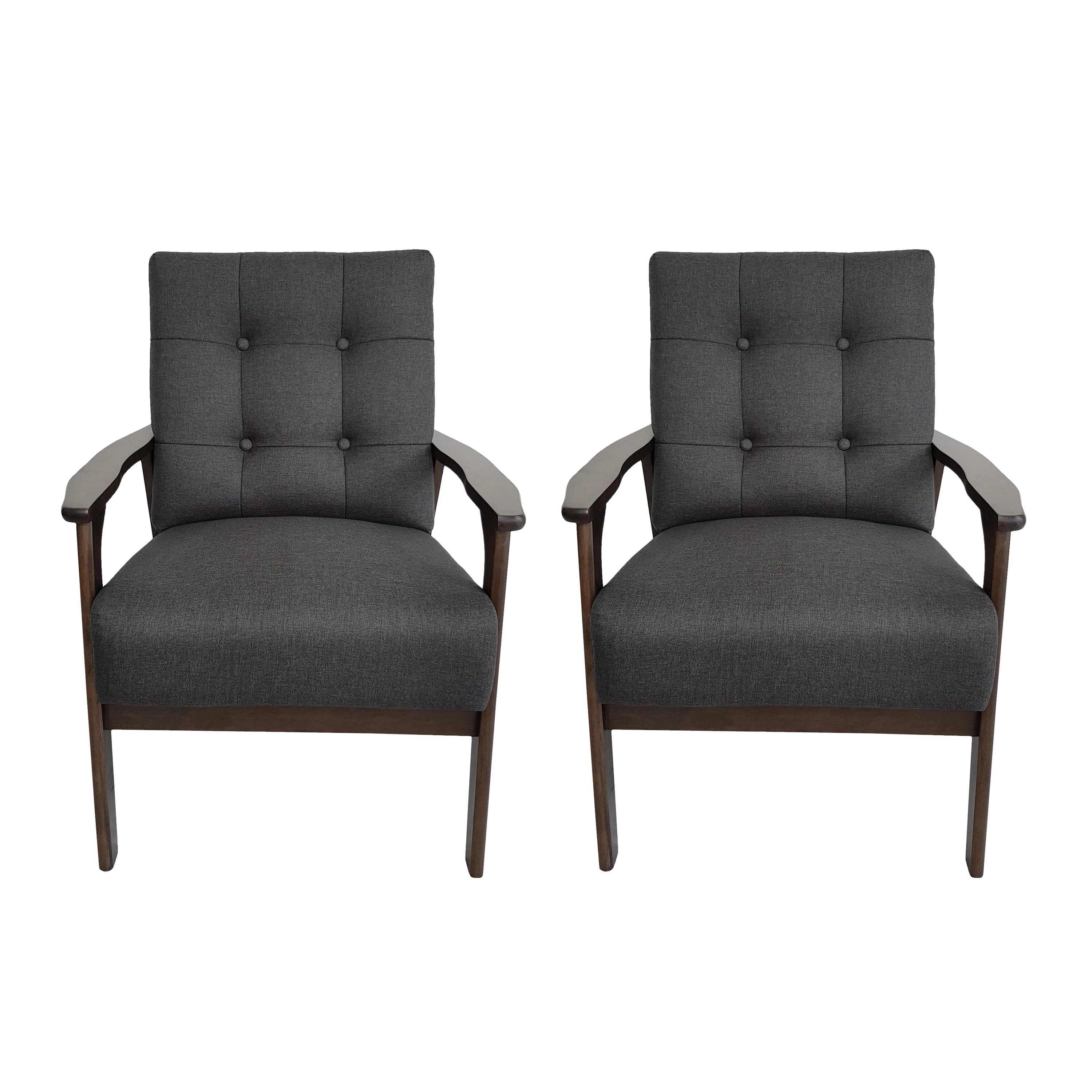 Samulle Mid Century Modern Waffle Stitch Tufted Armchair - furnishings