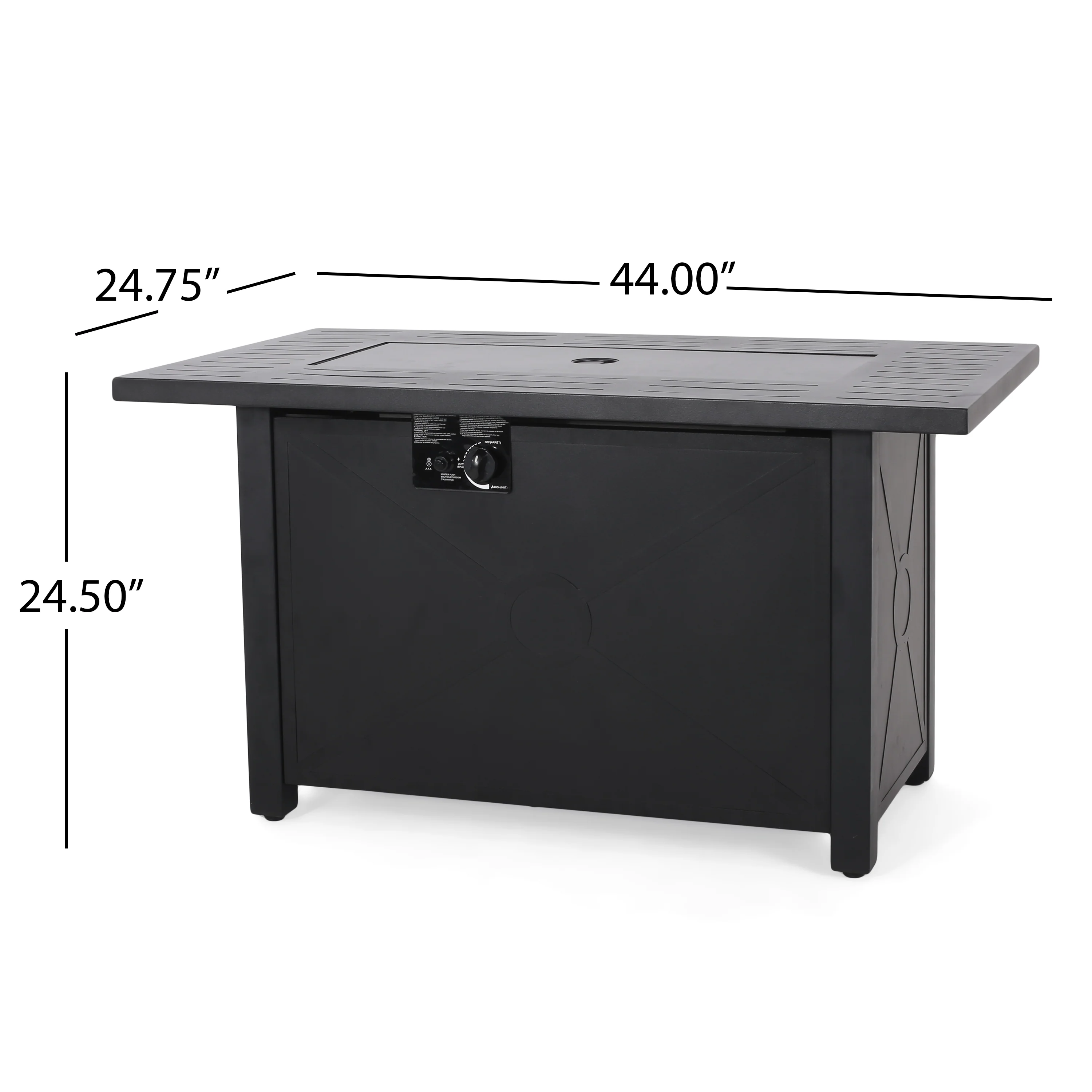 Doheny Outdoor 50,000 BTU Iron Rectangular Fire Pit, Black - furnishings