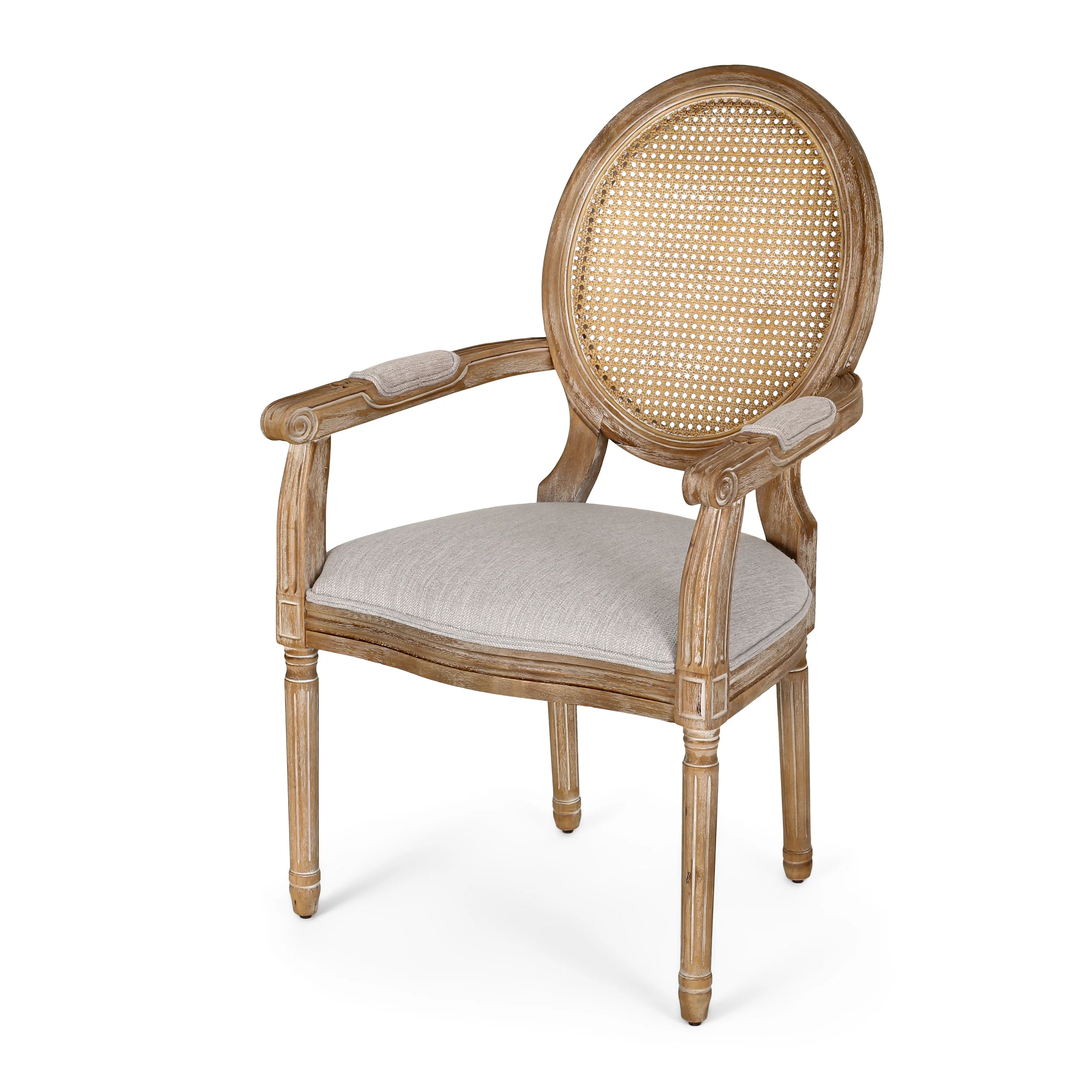 Aisenbrey French Country Wood and Cane Upholstered Dining Chair - furnishings