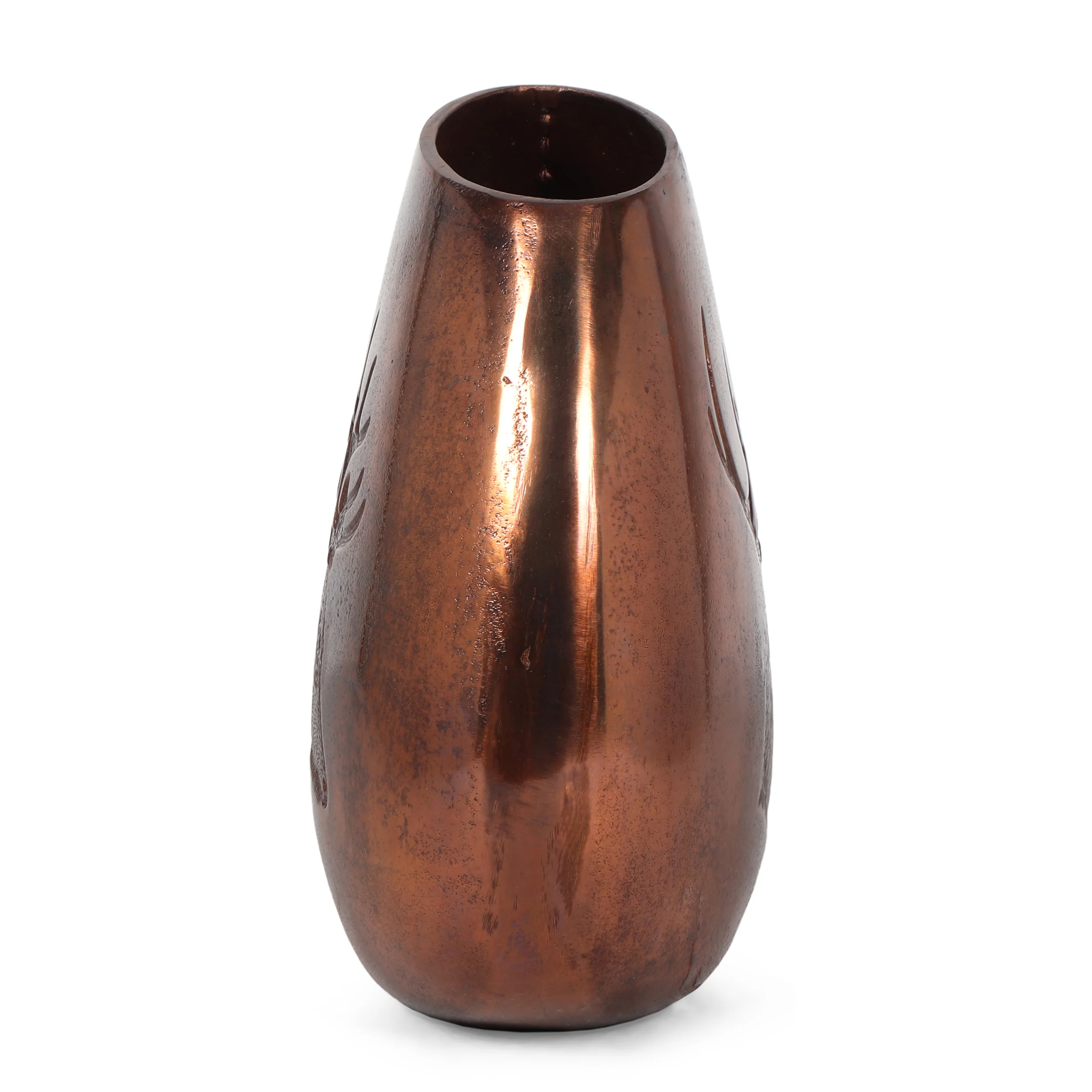 Jolson Handmade Aluminum Flat Vase, Burnt Copper - furnishings