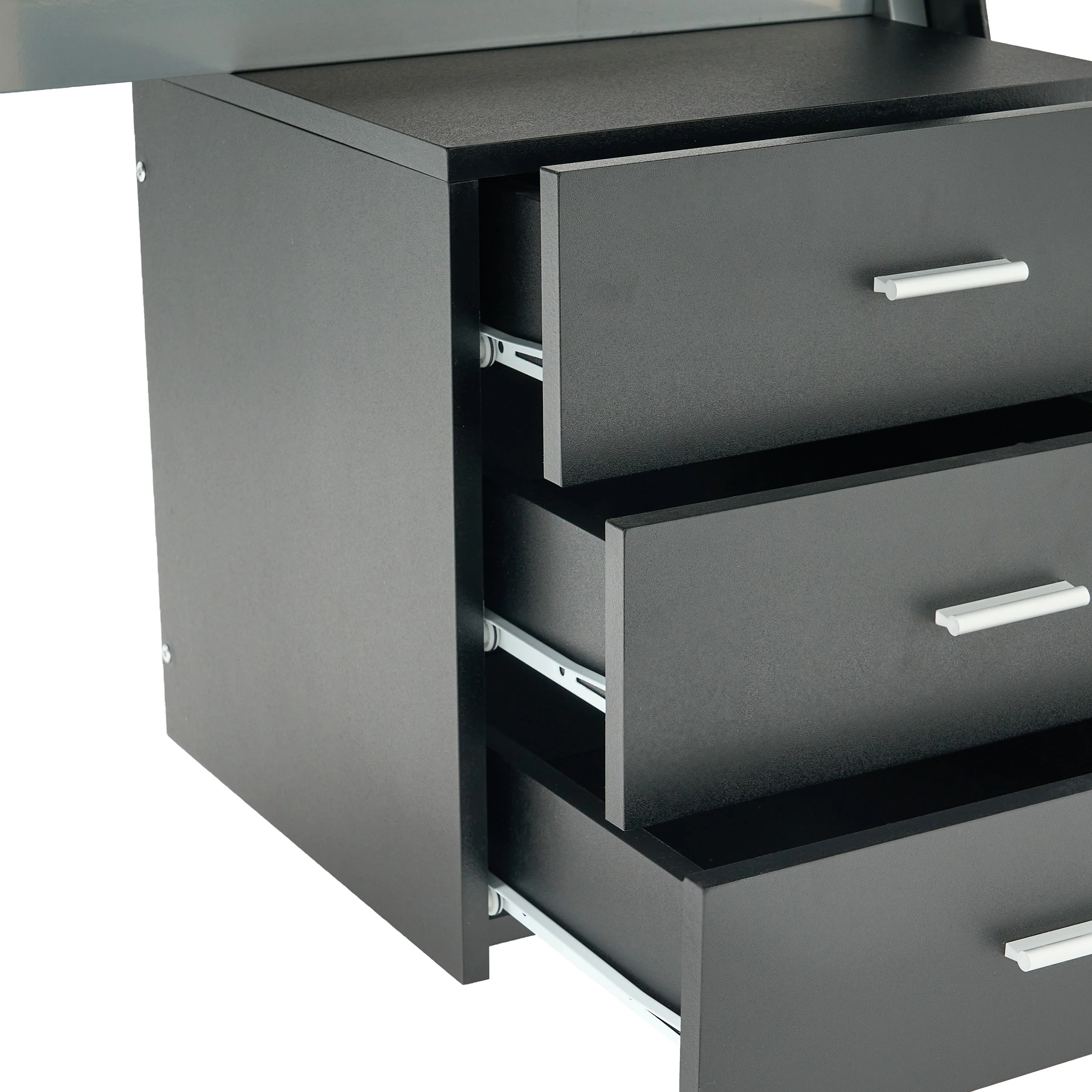 Berlin Modern Tempered Glass Computer Desk with Storage - furnishings