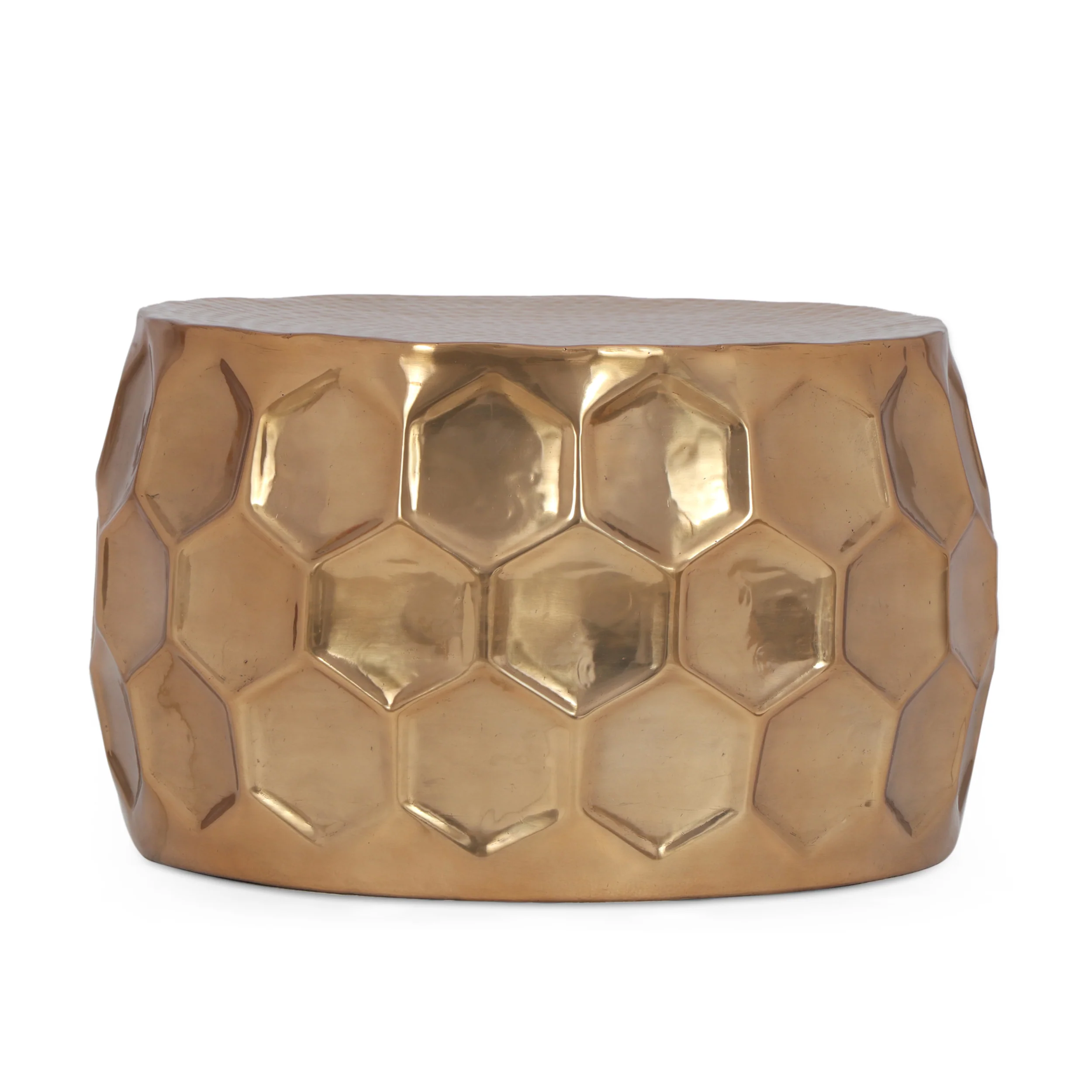 Pitzen Modern Glam Handcrafted Aluminum Honeycomb Coffee Table, Brass - furnishings