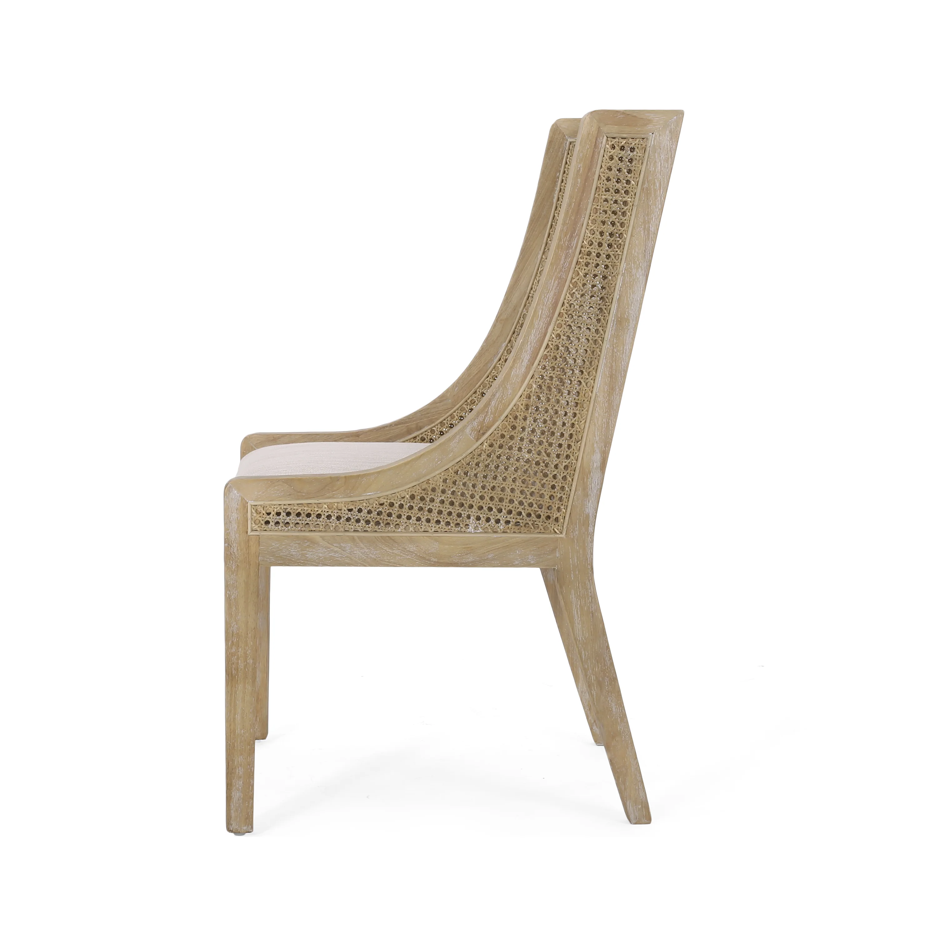 Wendell Rustic Cane and Wood Upholstered Dining Chairs, Set of 2 - furnishings