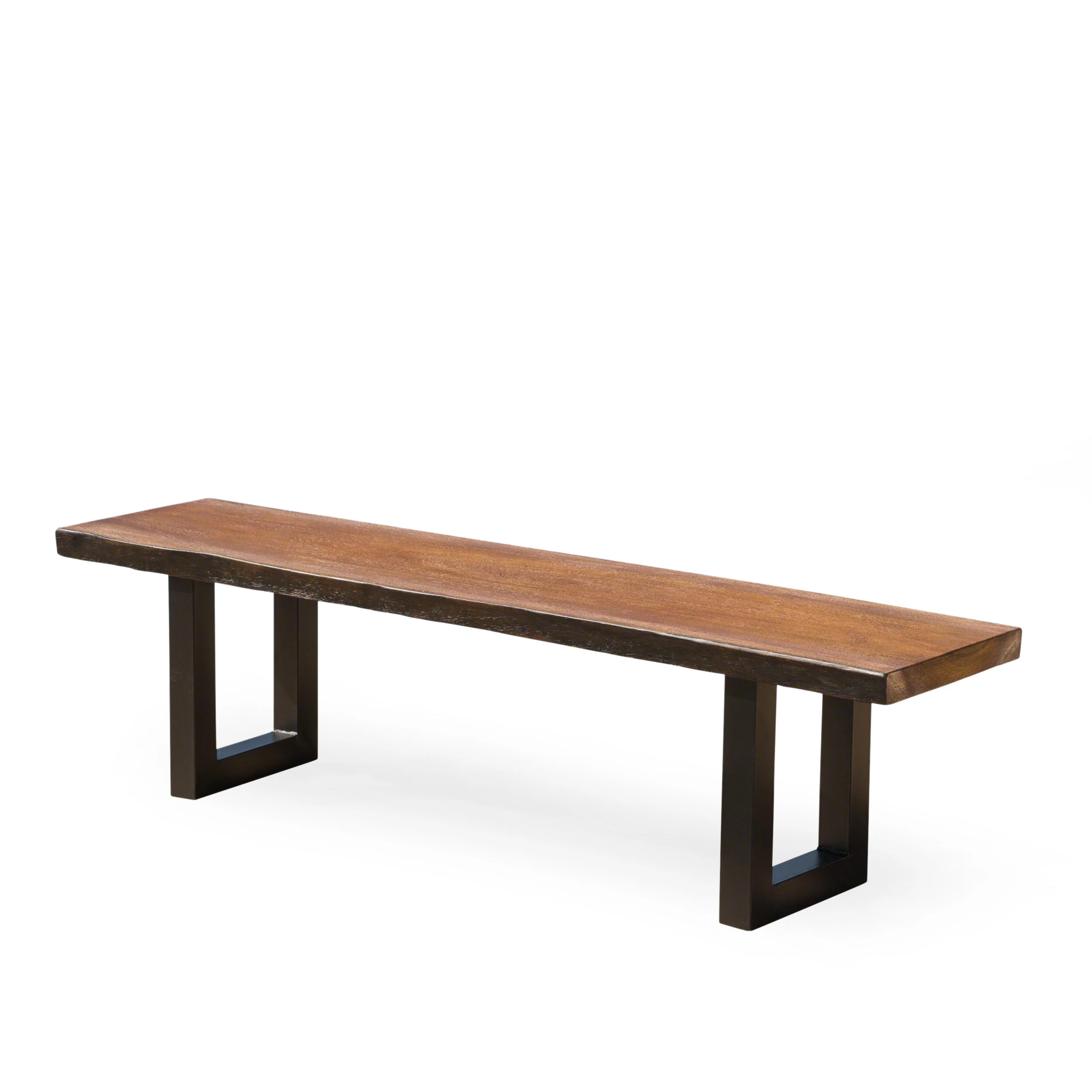 Ishtar Outdoor Faux Live Edge Teak Finish Lightweight Concrete Dining Bench - furnishings