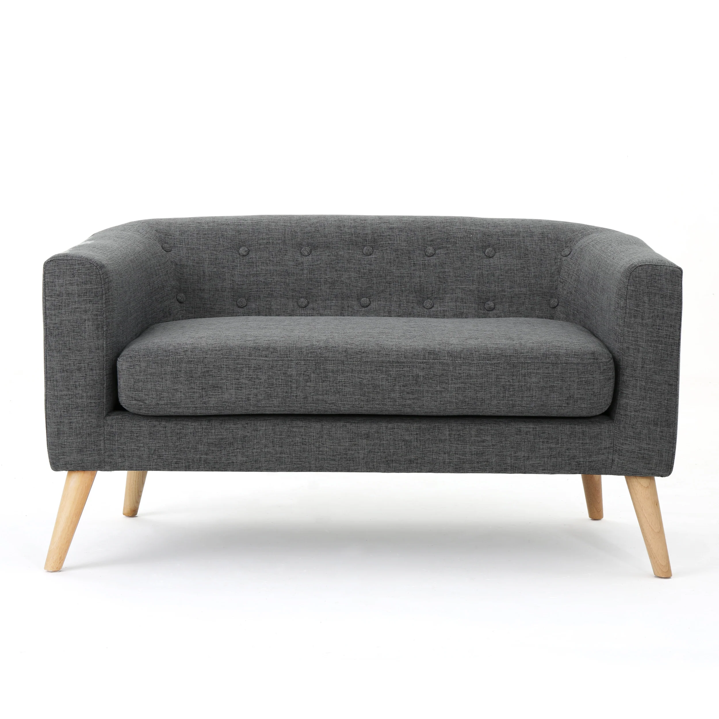 Brony Button Back Mid Century Fabric Modern Loveseat - furnishings