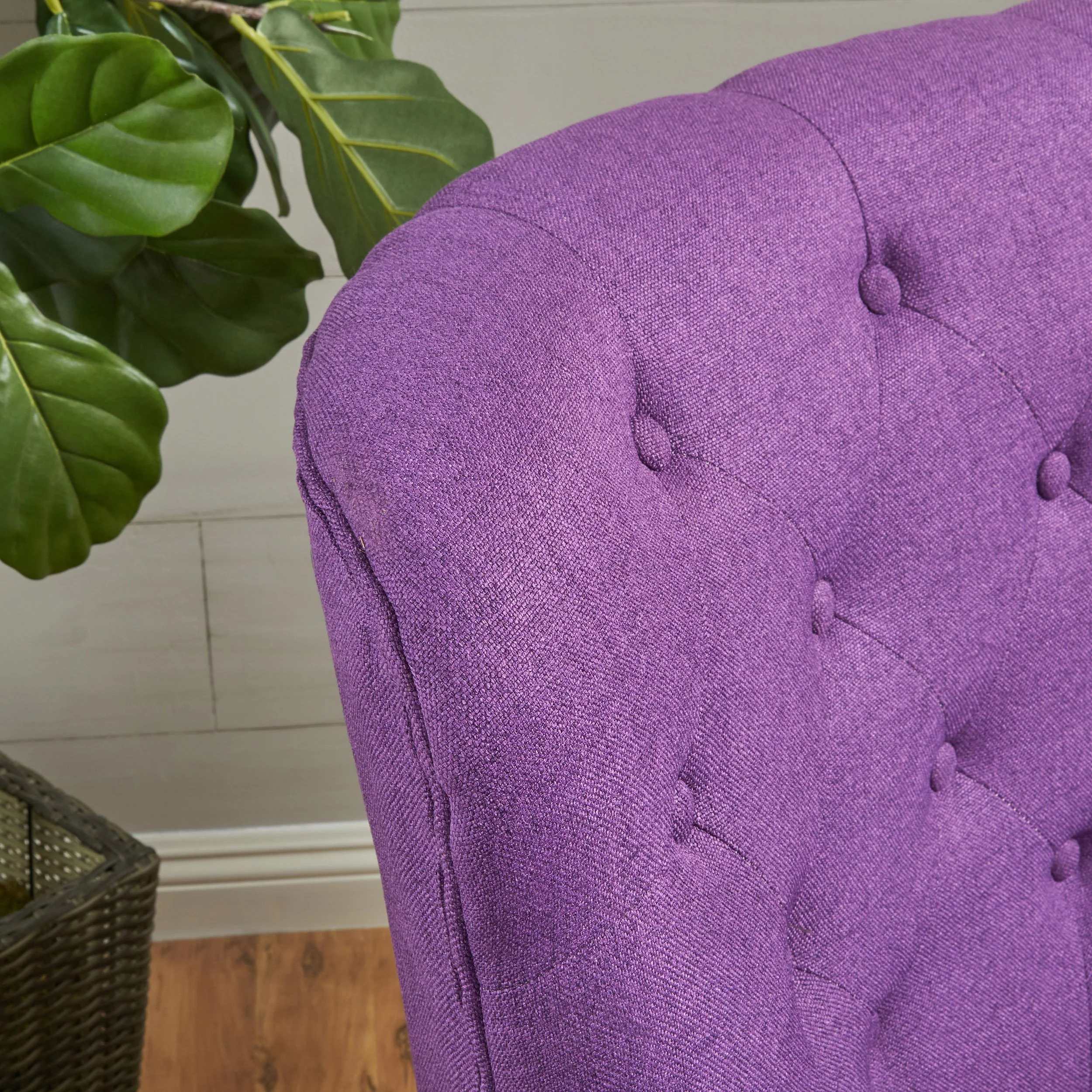 Annelia Contemporary Button Tufted Upholstered Fabric Club chair w/ Piped Edges - furnishings