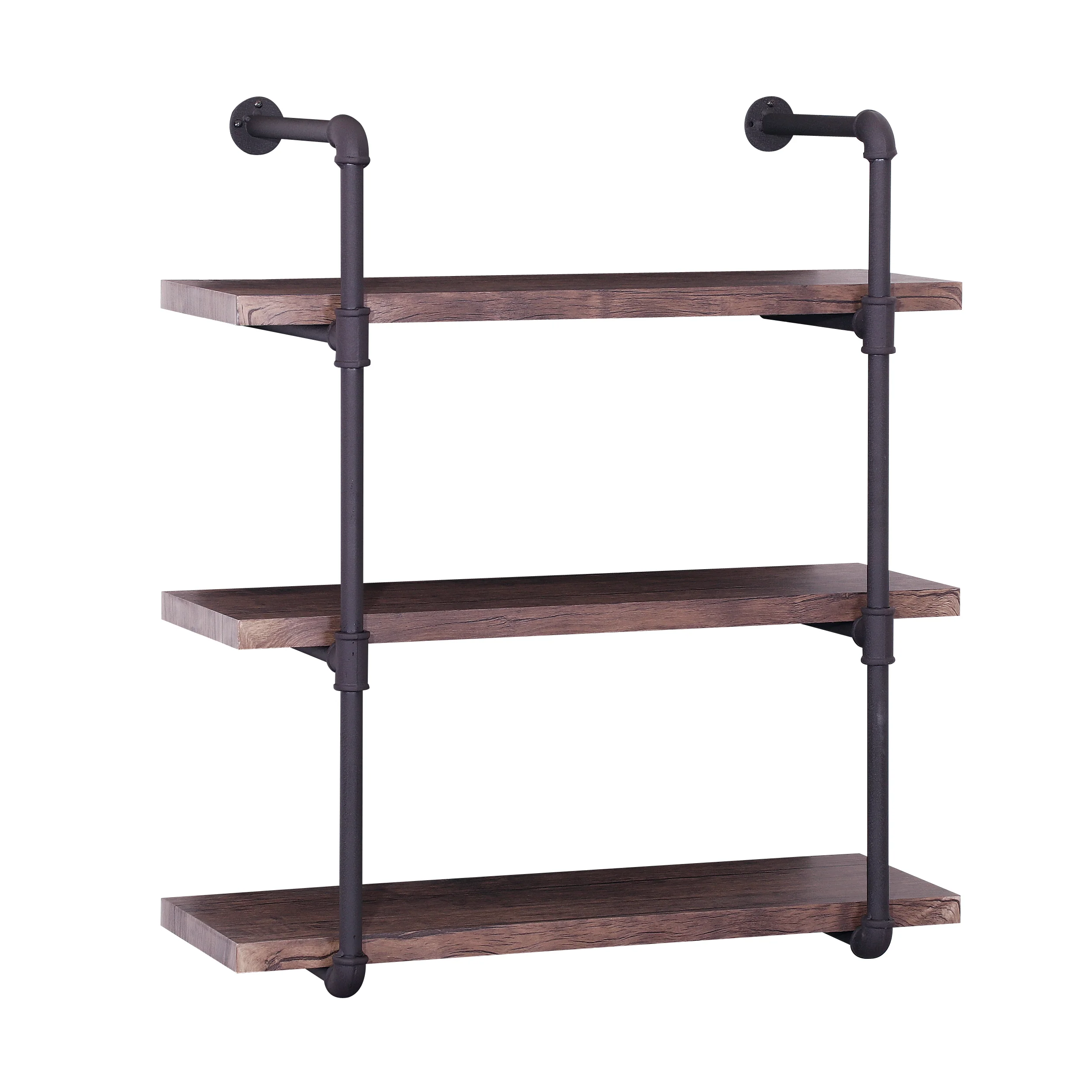 Caden Industrial Pipe Design 3-Tier Wall Mount Floating Shelf - furnishings