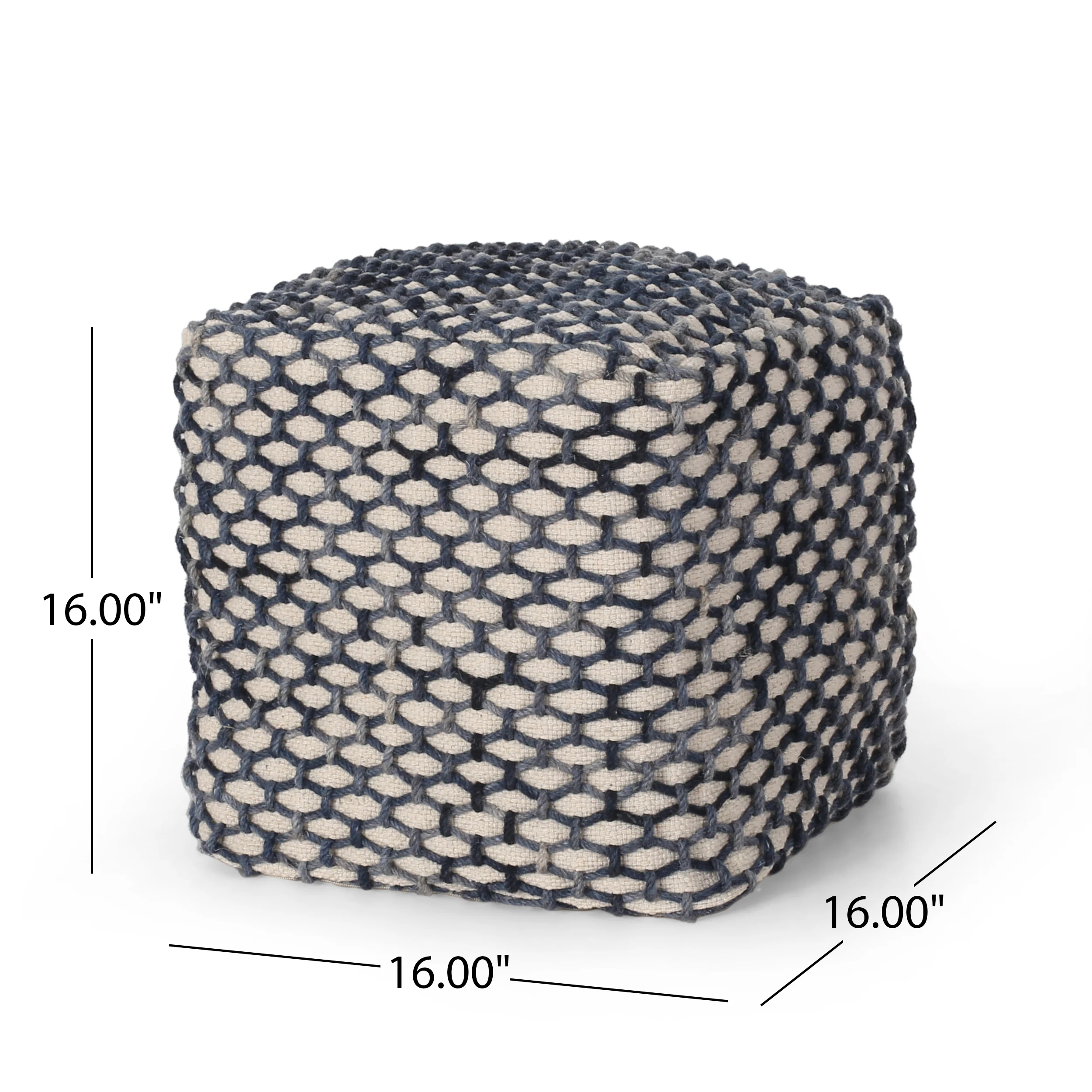 Jobe Boho Wool and Cotton Pouf - furnishings