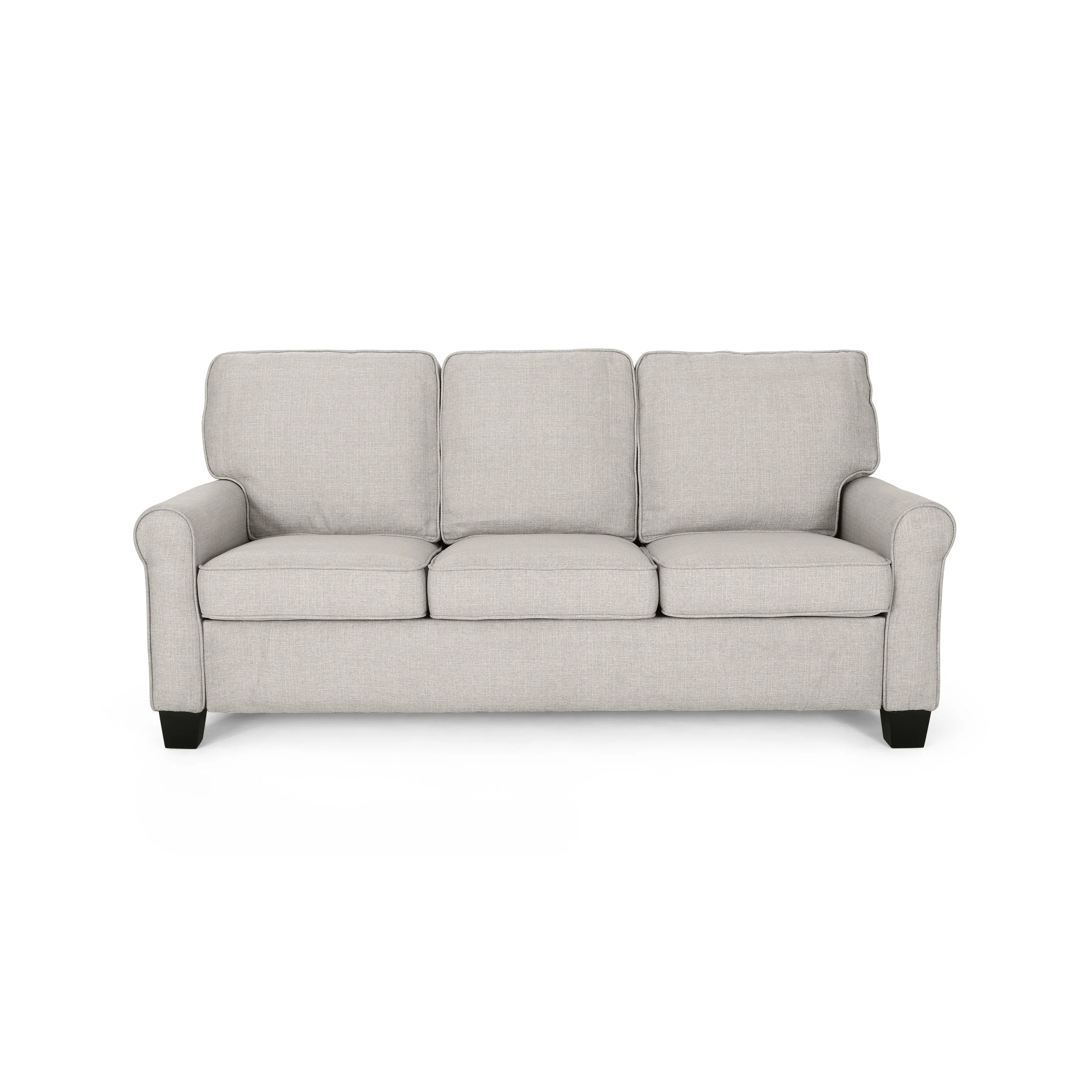 Bridget Contemporary Scrolled Arm Upholstered Fabric Sofa with Tonal Piping - furnishings